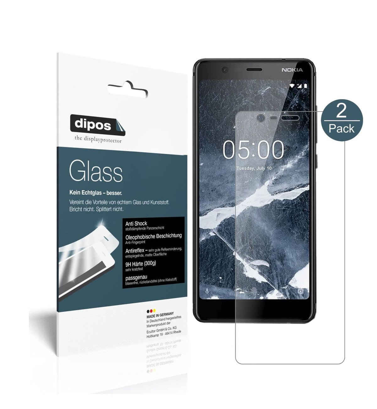 Matte Displayschutzfolie von dipos passend für Nokia 46027, 9H kratzfest und blasenfrei montiert