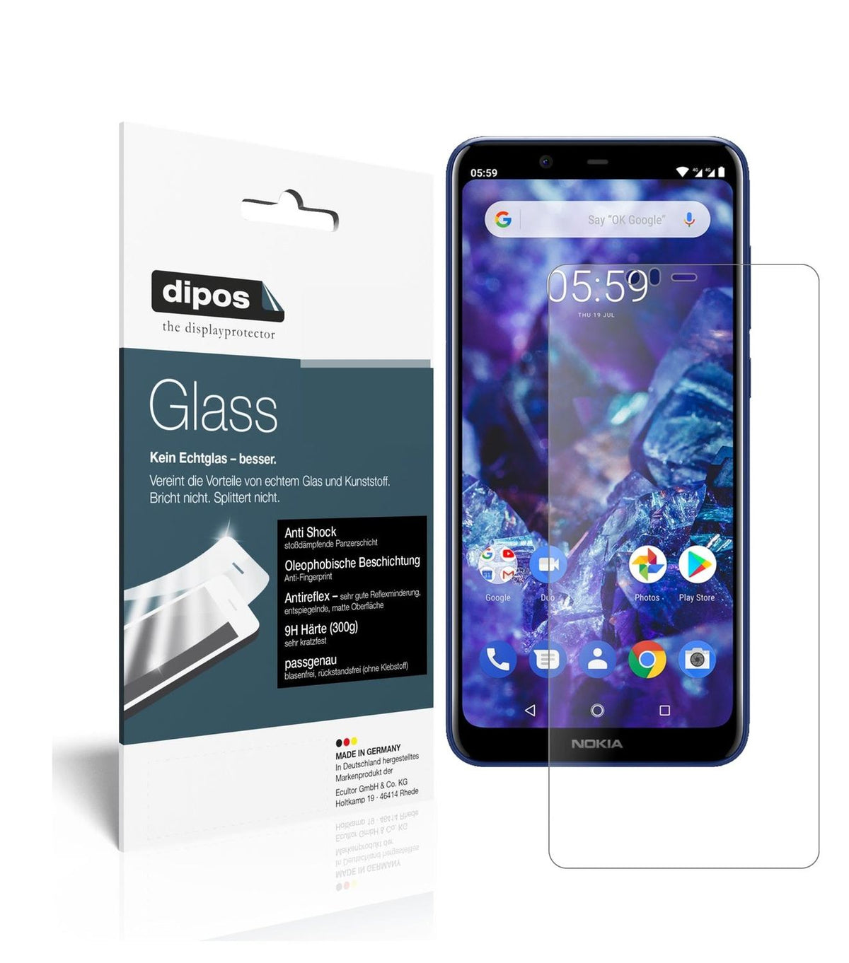 Matte Displayschutzfolie von dipos passend für Nokia 5.1 Plus, 9H kratzfest und blasenfrei montiert