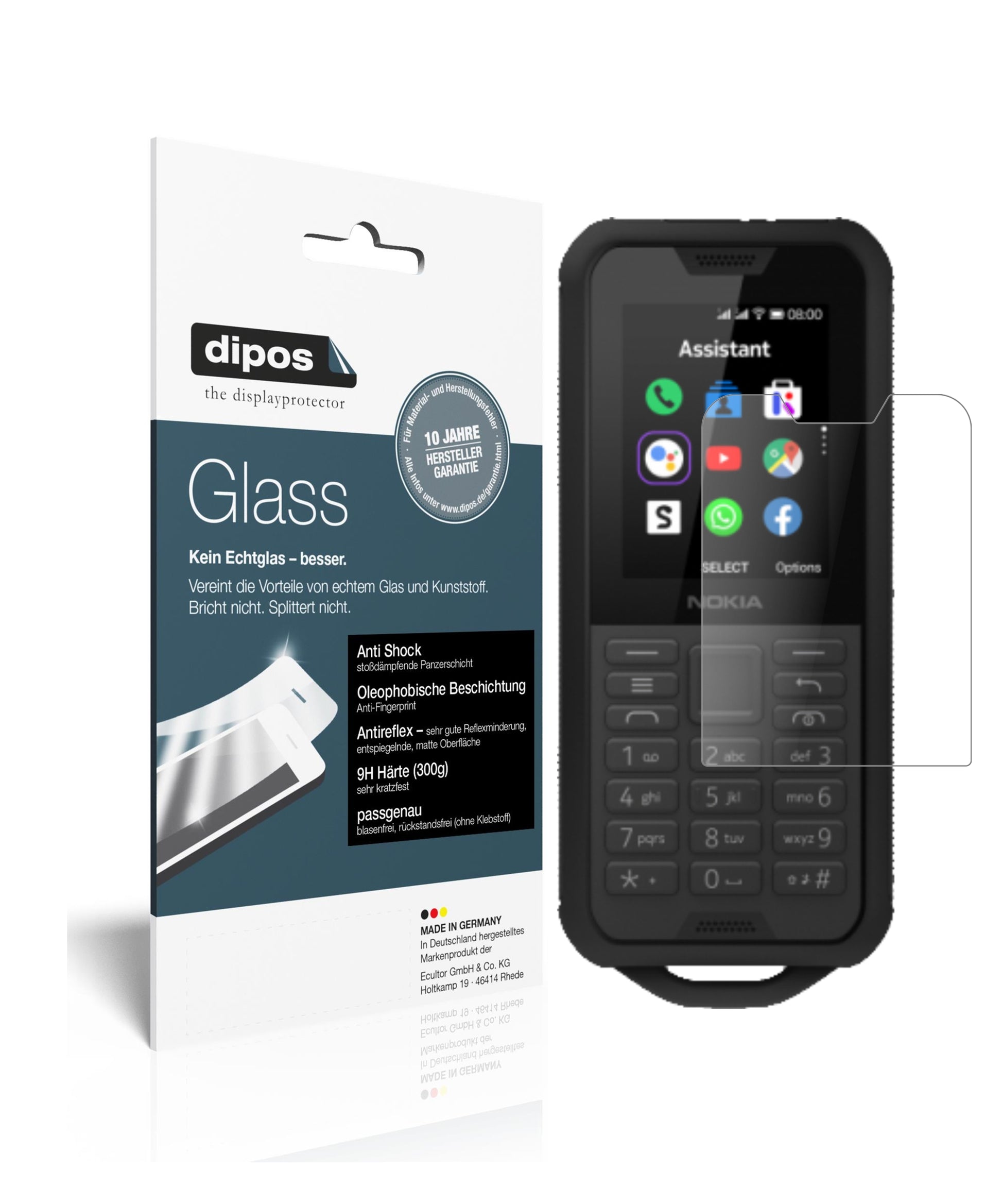 Matte Displayschutzfolie von dipos passend für Nokia 800 Tough, 9H kratzfest und blasenfrei montiert