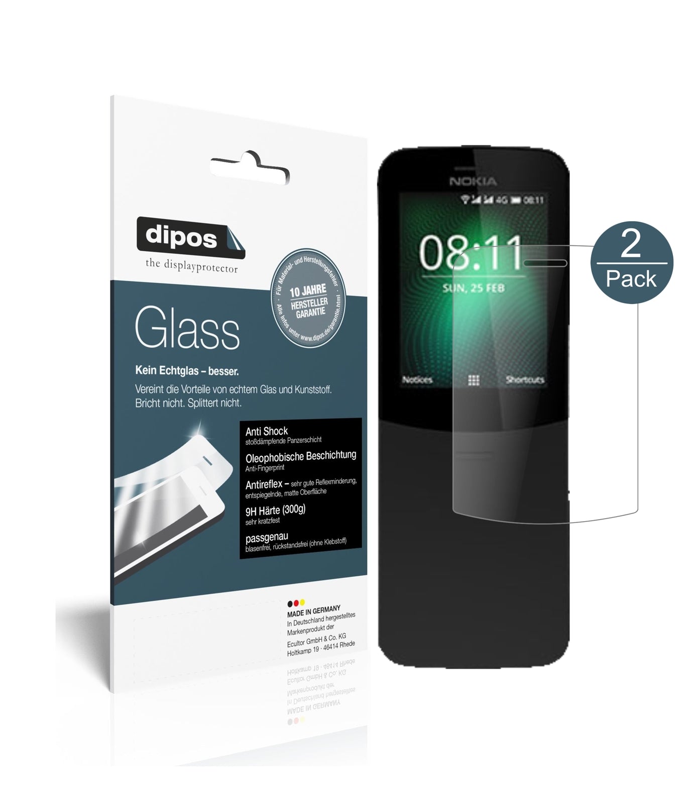 Matte Displayschutzfolie von dipos passend für Nokia 8110 4G, 9H kratzfest und blasenfrei montiert