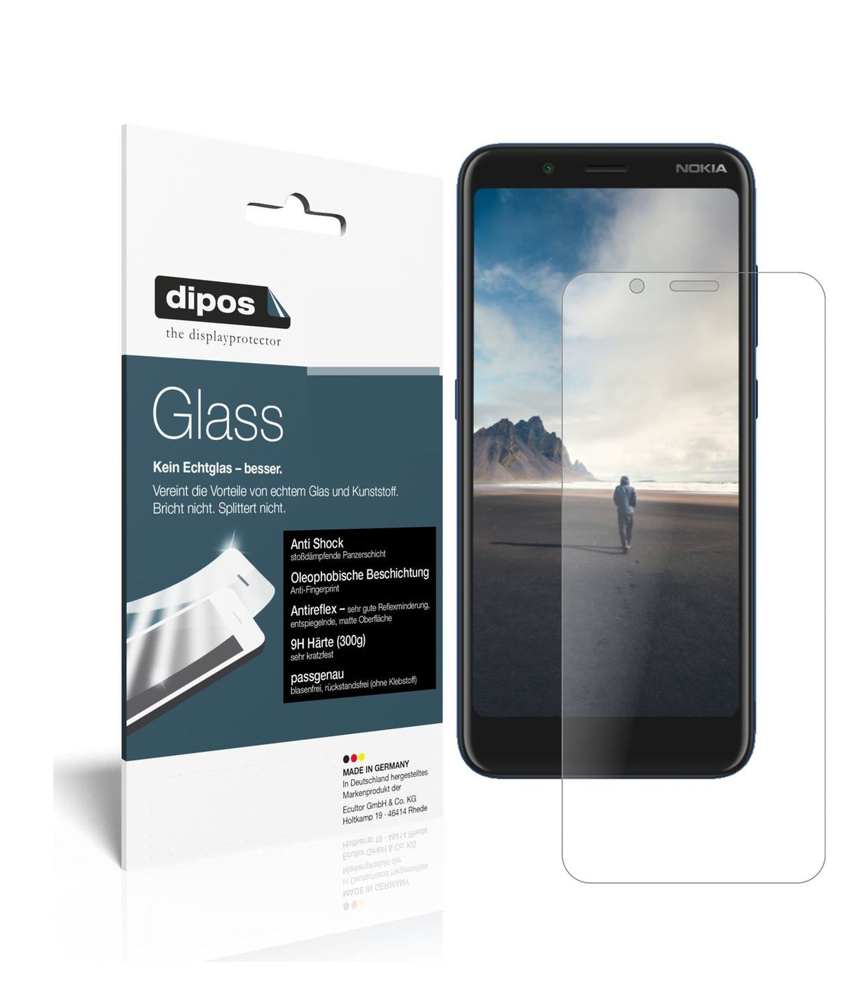 Matte Displayschutzfolie von dipos passend für Nokia C2 Tava, 9H kratzfest und blasenfrei montiert