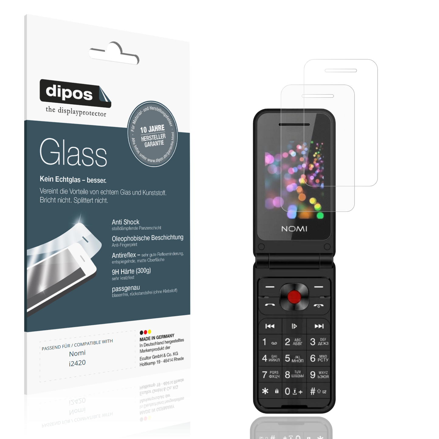 Matte Displayschutzfolie von dipos passend für Nomi i2420, 9H kratzfest und blasenfrei montiert