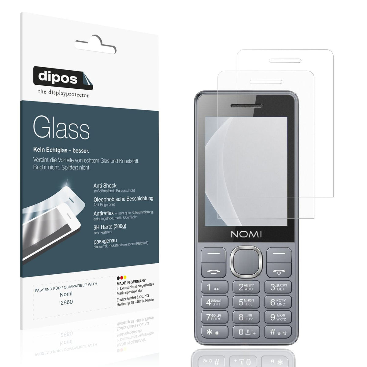 Matte Displayschutzfolie von dipos passend für Nomi i2860, 9H kratzfest und blasenfrei montiert