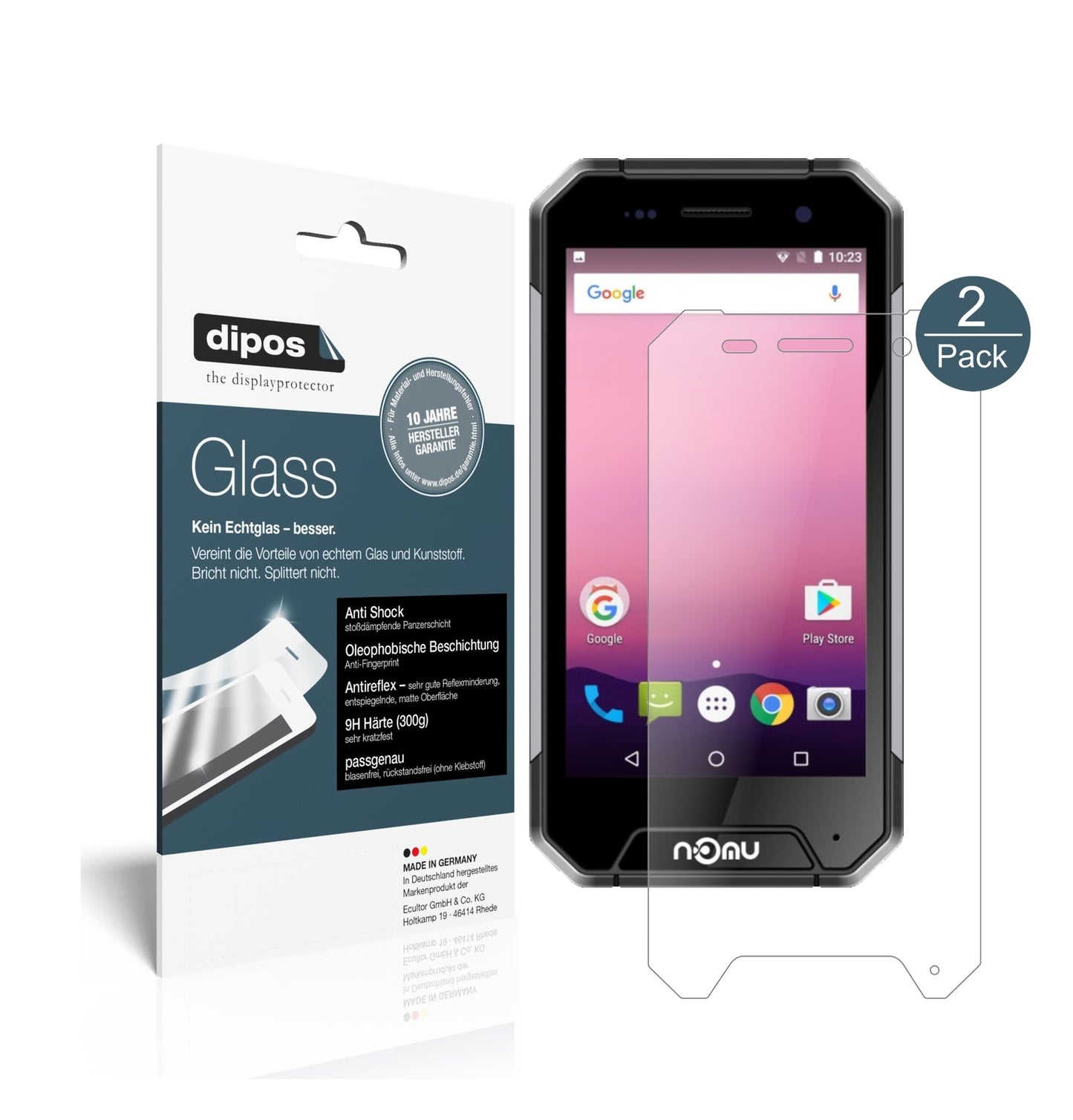 Matte Displayschutzfolie von dipos passend für Nomu S30 Mini, 9H kratzfest und blasenfrei montiert