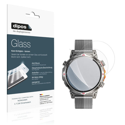 Matte Displayschutzfolie von dipos passend für NONGAMX 1.7 Zoll Smartwatch, 9H kratzfest und blasenfrei montiert