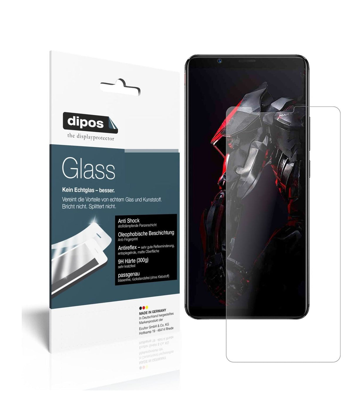 Matte Displayschutzfolie von dipos passend für Nubia Red Magic Mars, 9H kratzfest und blasenfrei montiert