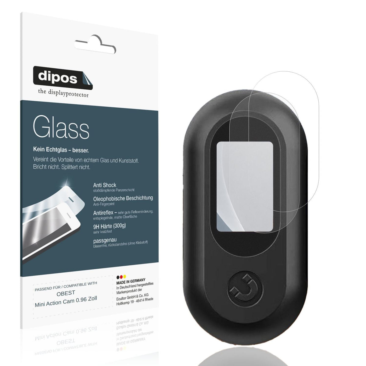 Matte Displayschutzfolie von dipos passend für OBEST Mini Action Cam 0.96 Zoll, 9H kratzfest und blasenfrei montiert
