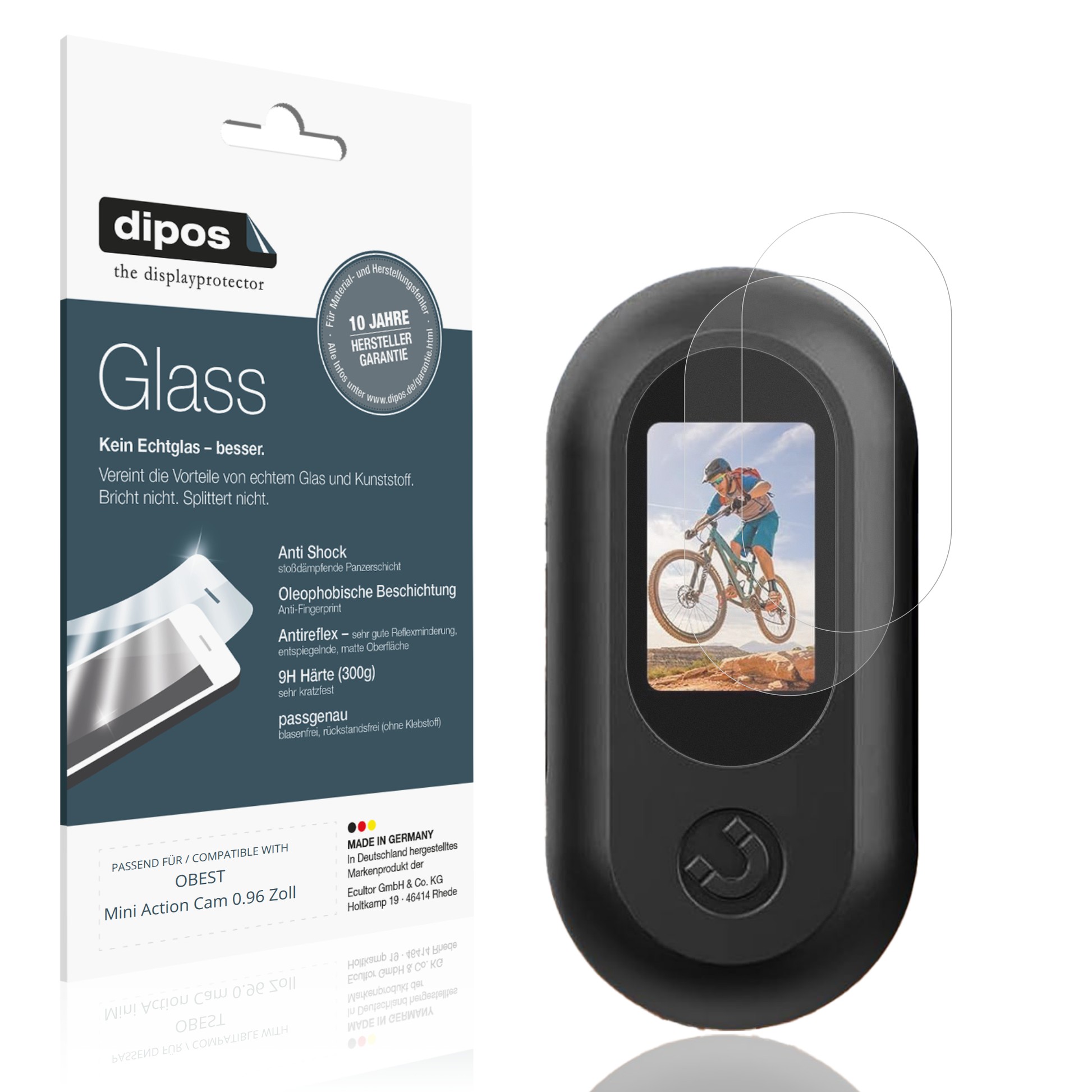 Matte Displayschutzfolie von dipos passend für OBEST Mini Action Cam 0.96 Zoll, 9H kratzfest und blasenfrei montiert