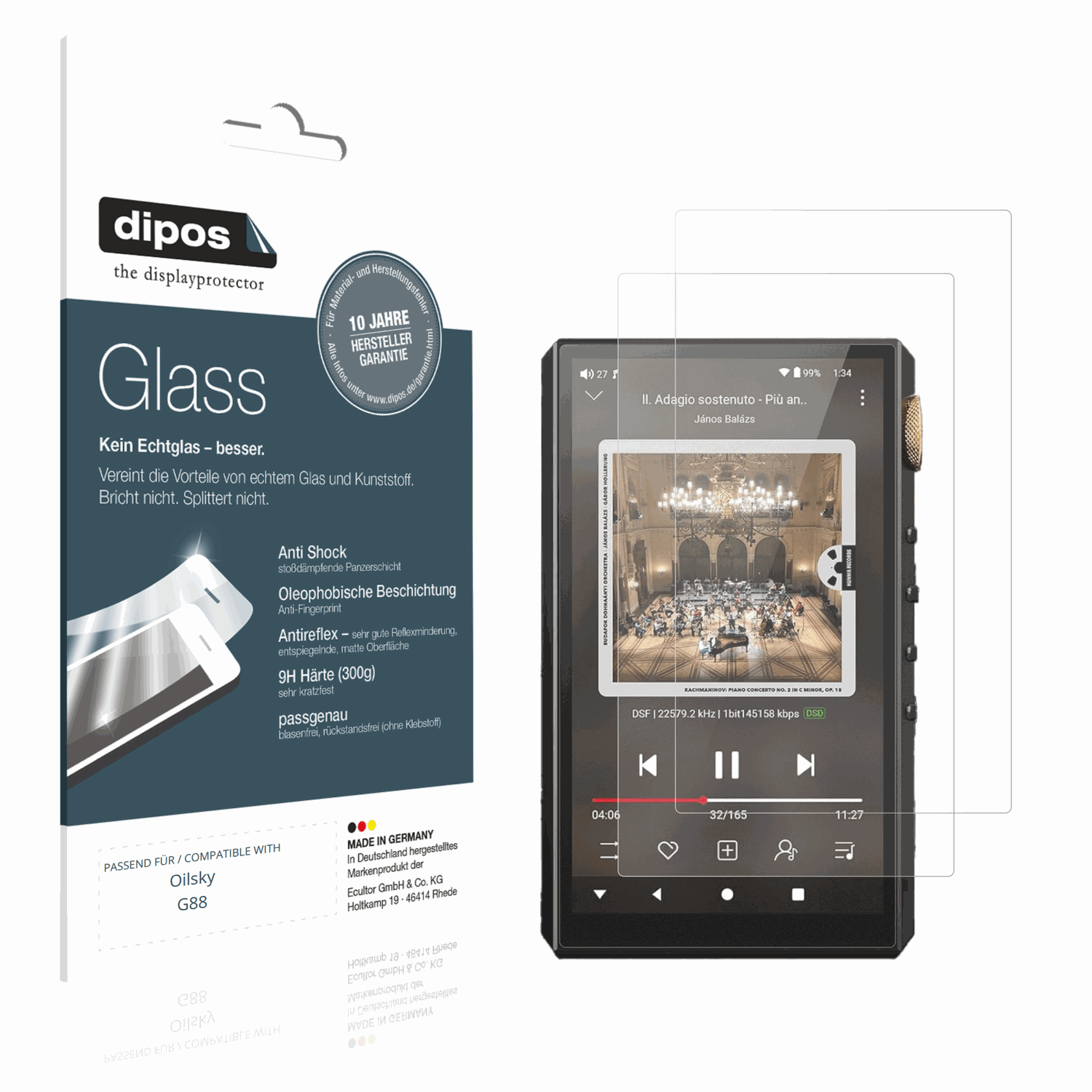 Matte Displayschutzfolie von dipos passend für Oilsky G88, 9H kratzfest und blasenfrei montiert