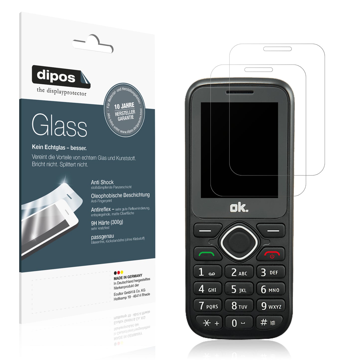 Matte Displayschutzfolie von dipos passend für OK. OMP 11, 9H kratzfest und blasenfrei montiert