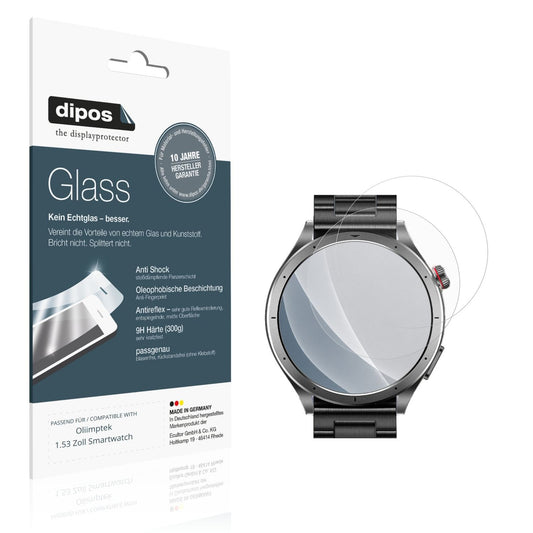 Matte Displayschutzfolie von dipos passend für Oliimptek 1.53 Zoll Smartwatch, 9H kratzfest und blasenfrei montiert