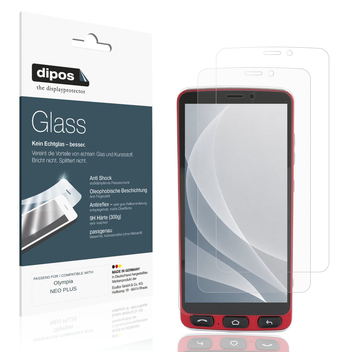 Matte Displayschutzfolie von dipos passend für Olympia NEO PLUS, 9H kratzfest und blasenfrei montiert
