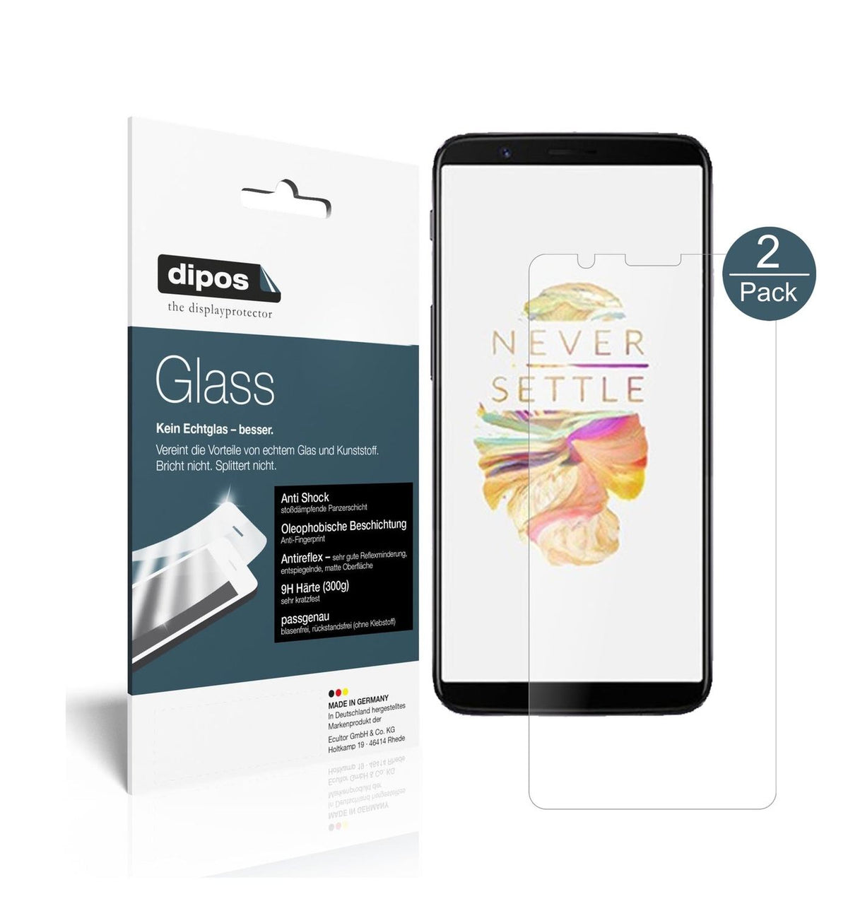 Matte Displayschutzfolie von dipos passend für OnePlus 5T, 9H kratzfest und blasenfrei montiert