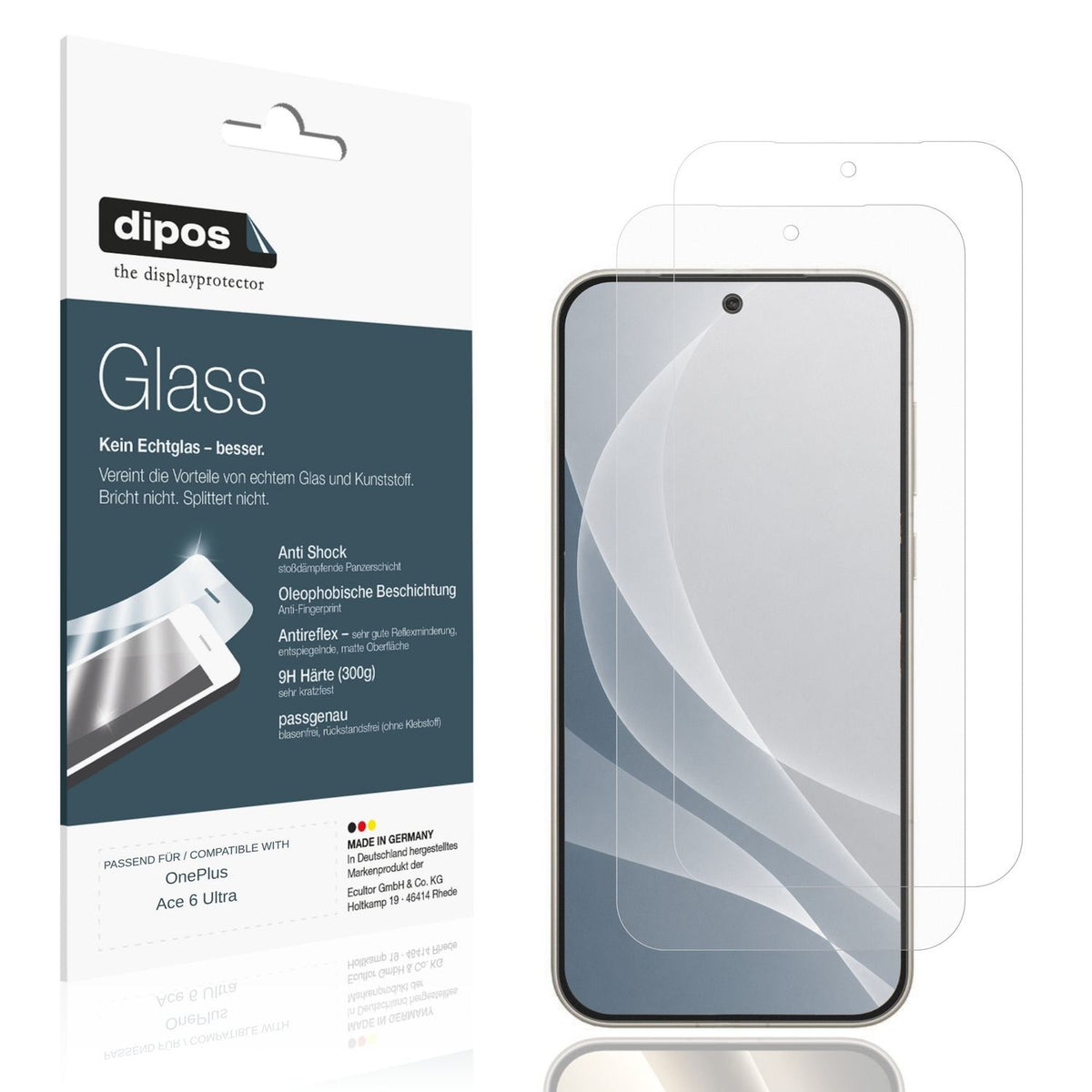 Matte Displayschutzfolie von dipos passend für OnePlus Ace 6 Ultra, 9H kratzfest und blasenfrei montiert