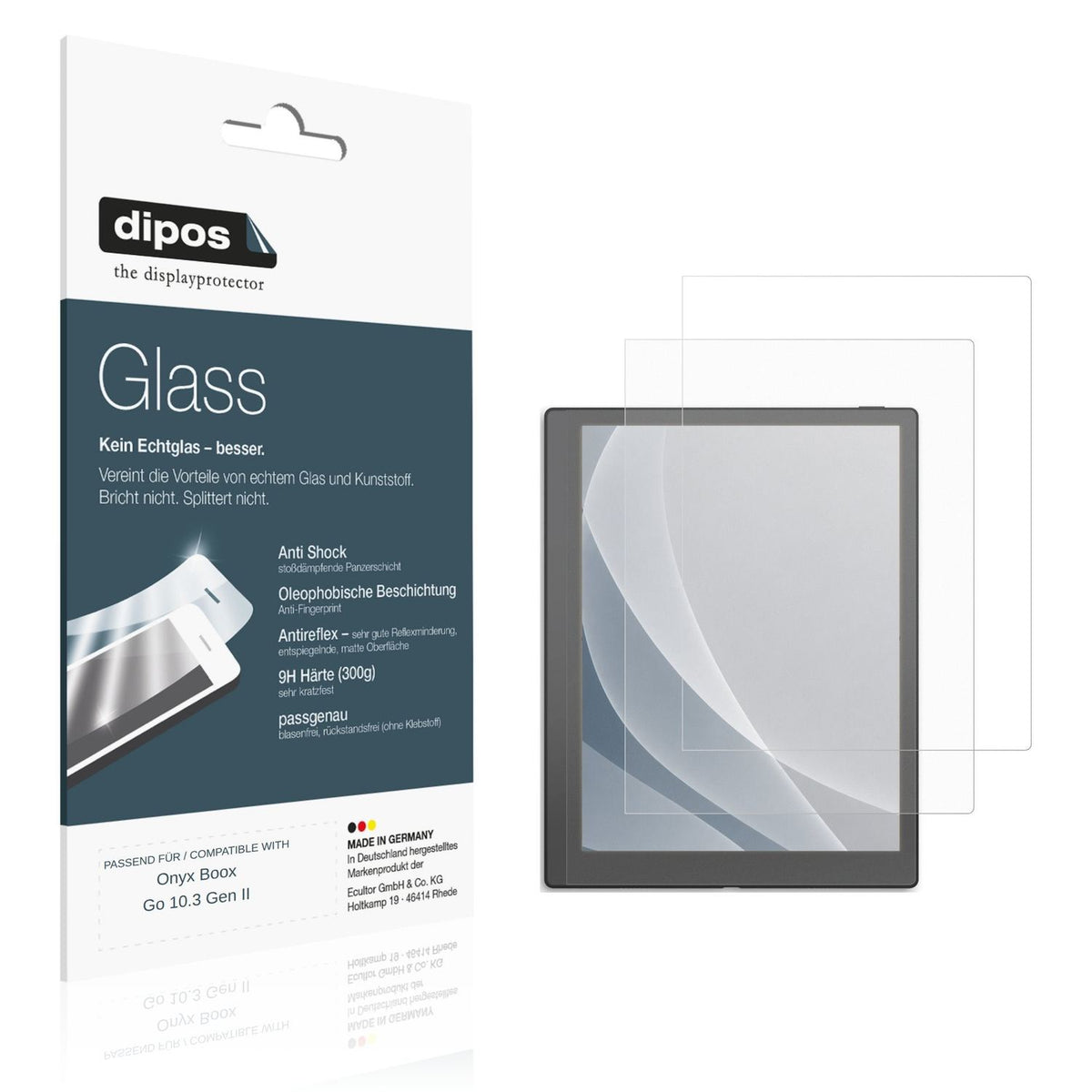Matte Displayschutzfolie von dipos passend für Onyx Boox Go 10.3 Gen II, 9H kratzfest und blasenfrei montiert