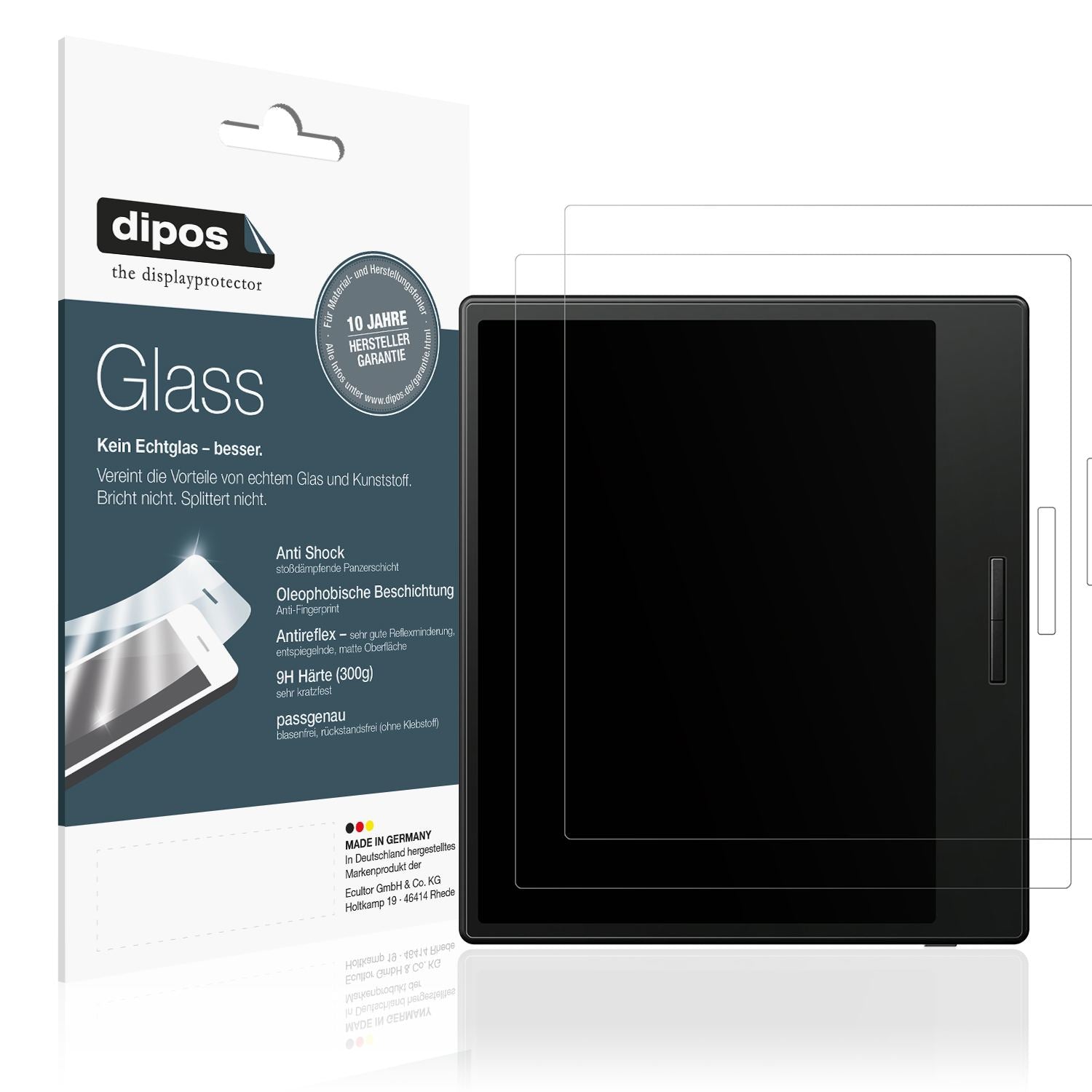 Matte Displayschutzfolie von dipos passend für Onyx Boox Go Color 7, 9H kratzfest und blasenfrei montiert