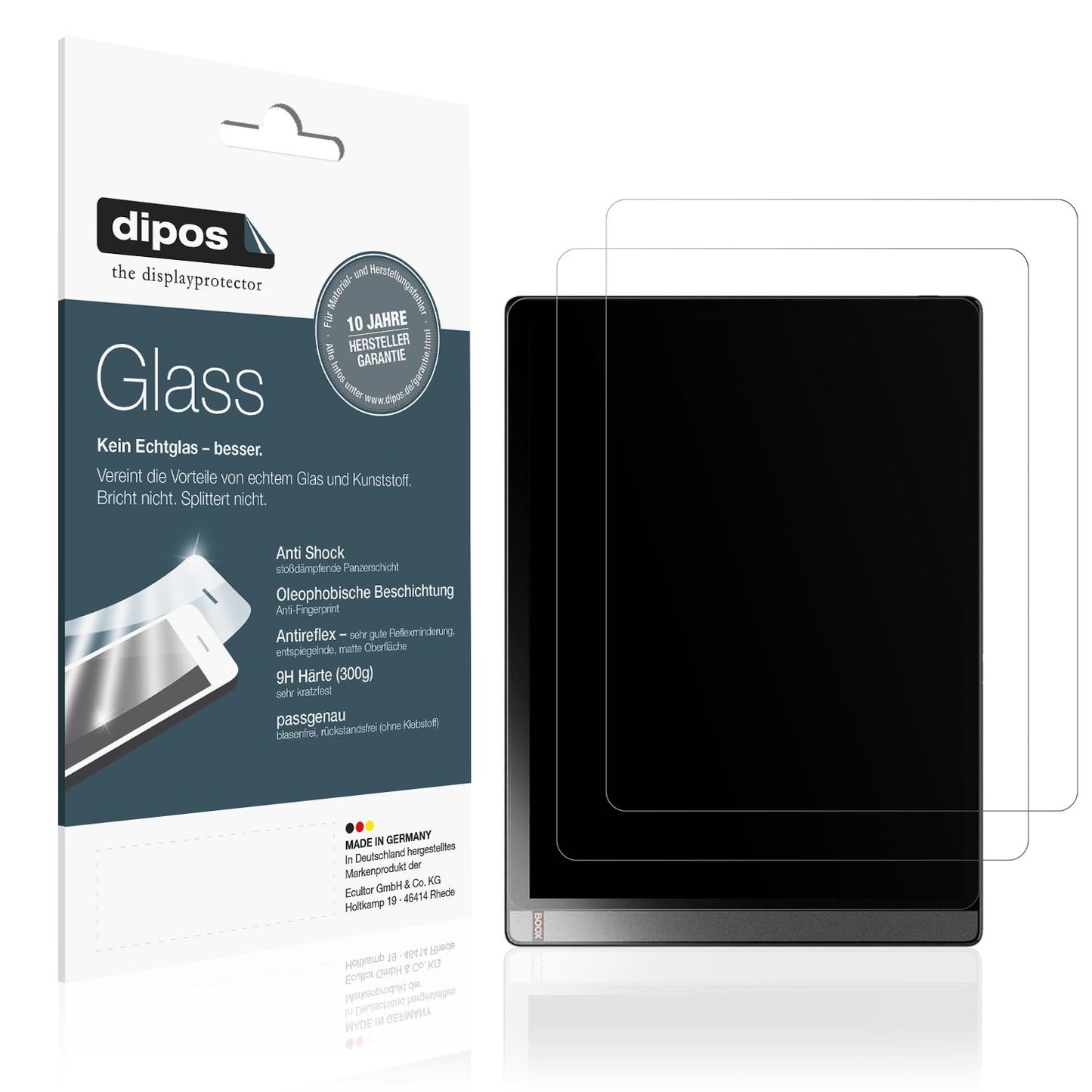 Matte Displayschutzfolie von dipos passend für Onyx Boox Tab X, 9H kratzfest und blasenfrei montiert