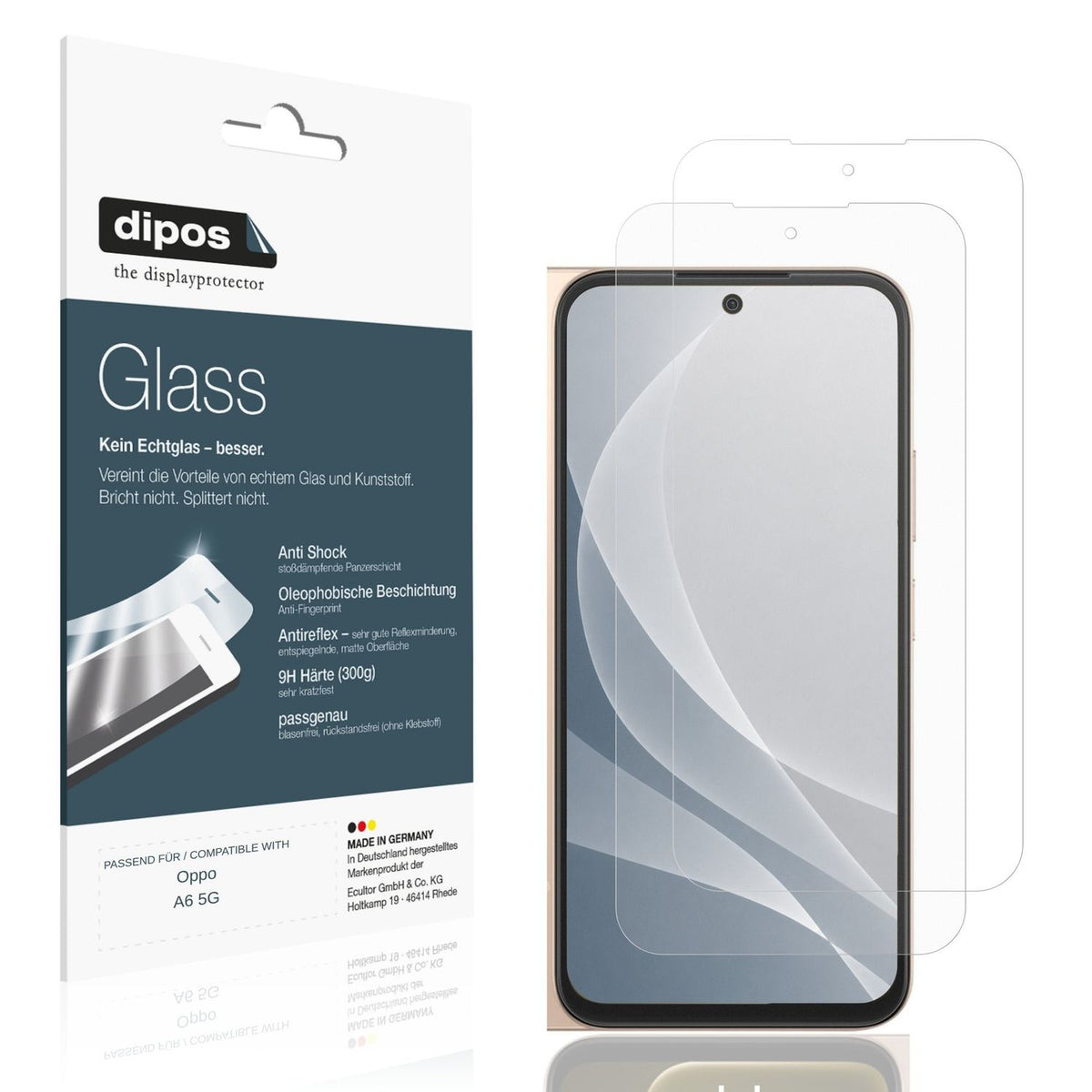 Matte Displayschutzfolie von dipos passend für Oppo A6 5G, 9H kratzfest und blasenfrei montiert