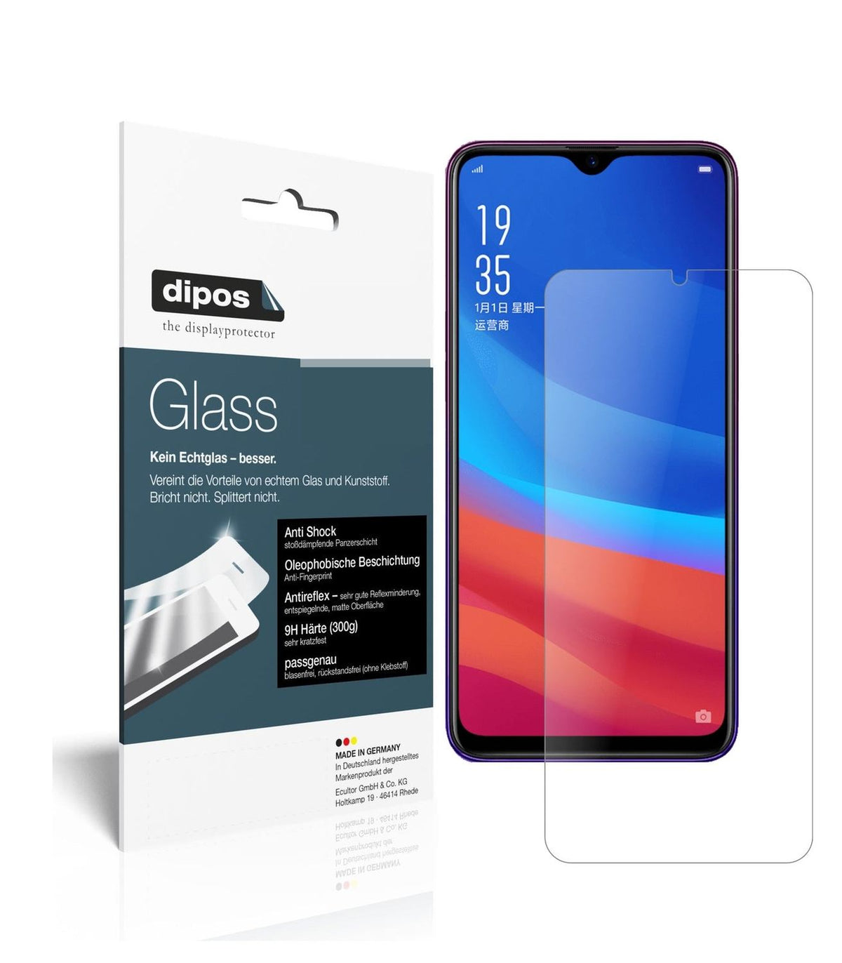 Matte Displayschutzfolie von dipos passend für Oppo A7x, 9H kratzfest und blasenfrei montiert