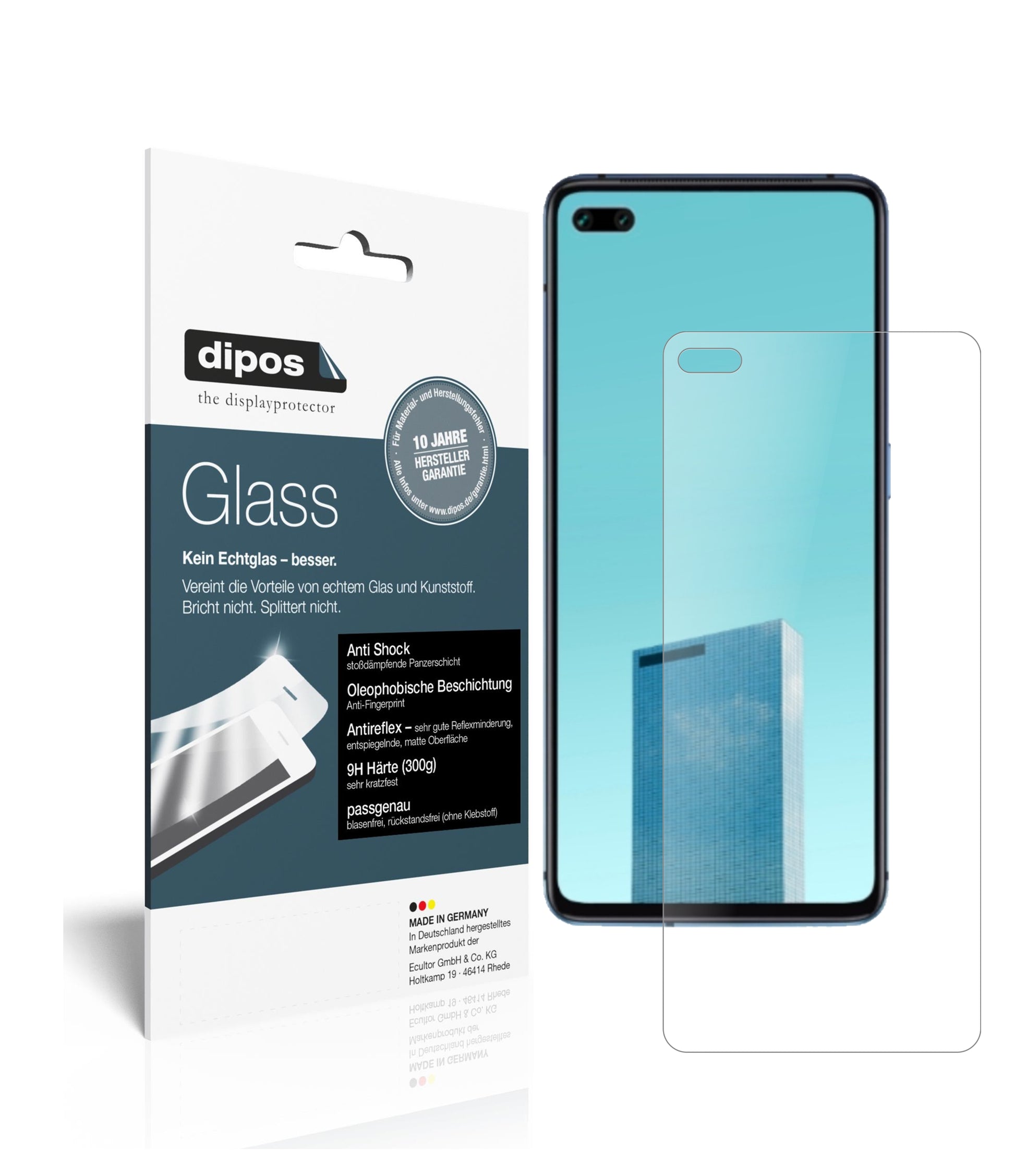 Matte Displayschutzfolie von dipos passend für Oppo A92s, 9H kratzfest und blasenfrei montiert