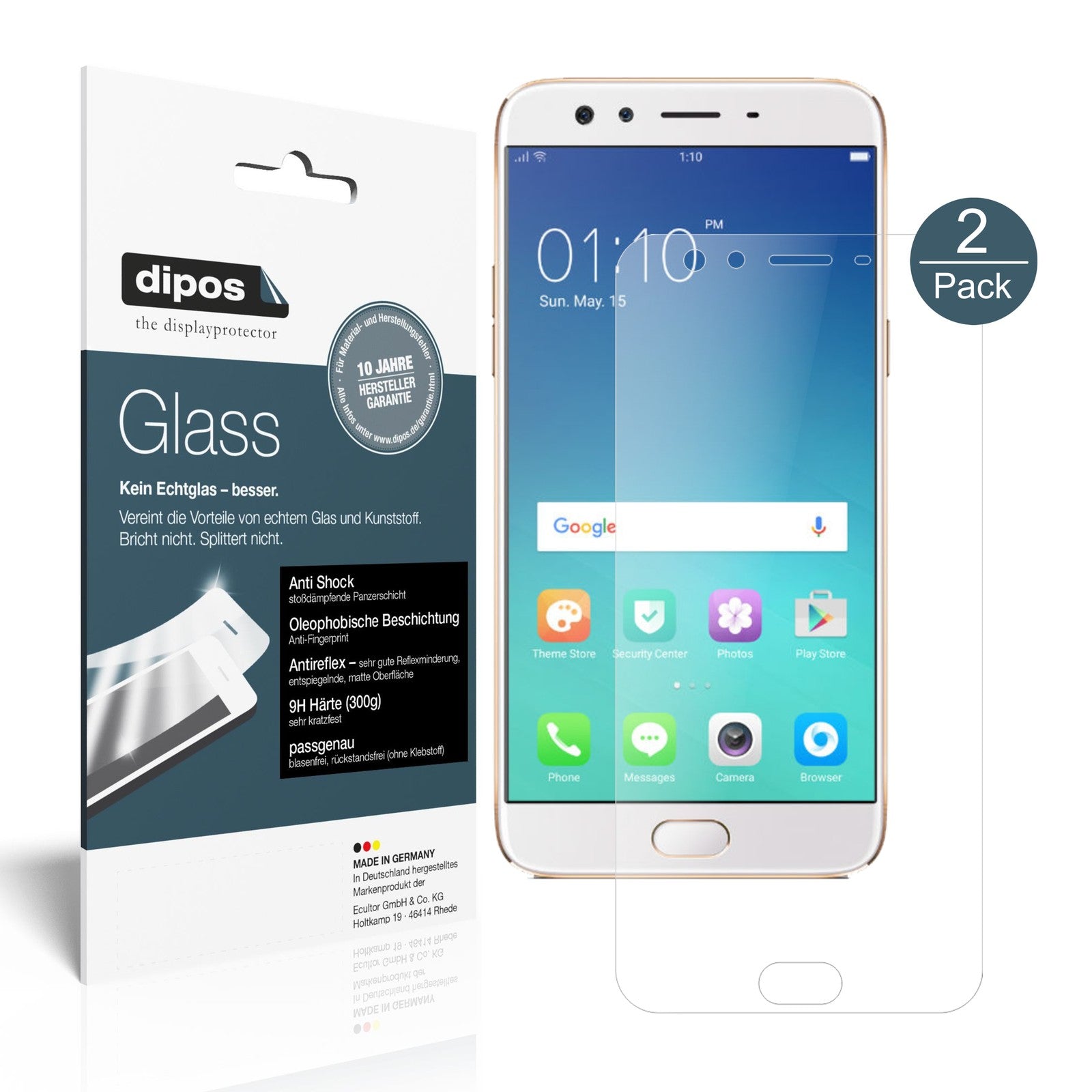 Matte Displayschutzfolie von dipos passend für Oppo F3 Plus, 9H kratzfest und blasenfrei montiert