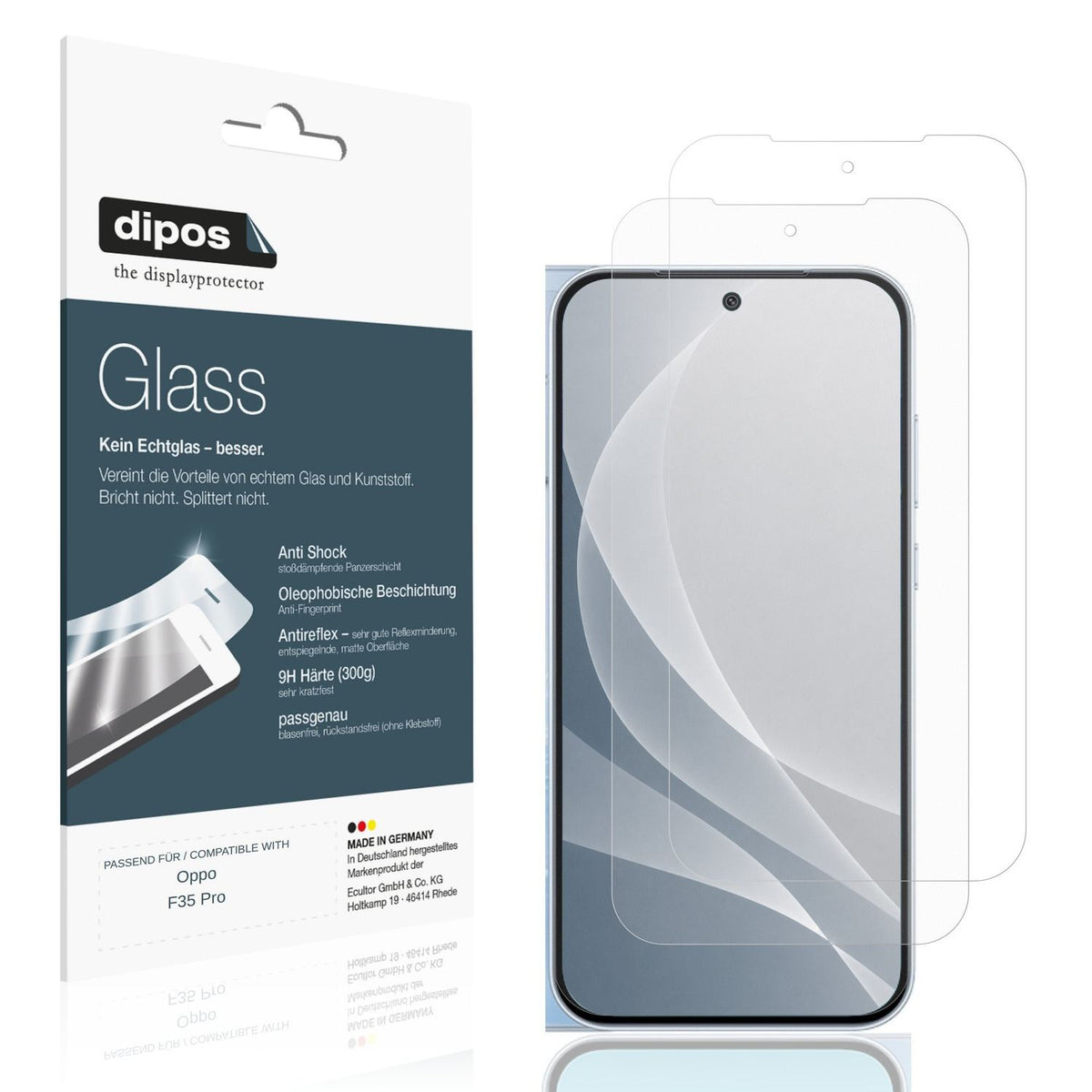 Matte Displayschutzfolie von dipos passend für Oppo F35 Pro, 9H kratzfest und blasenfrei montiert