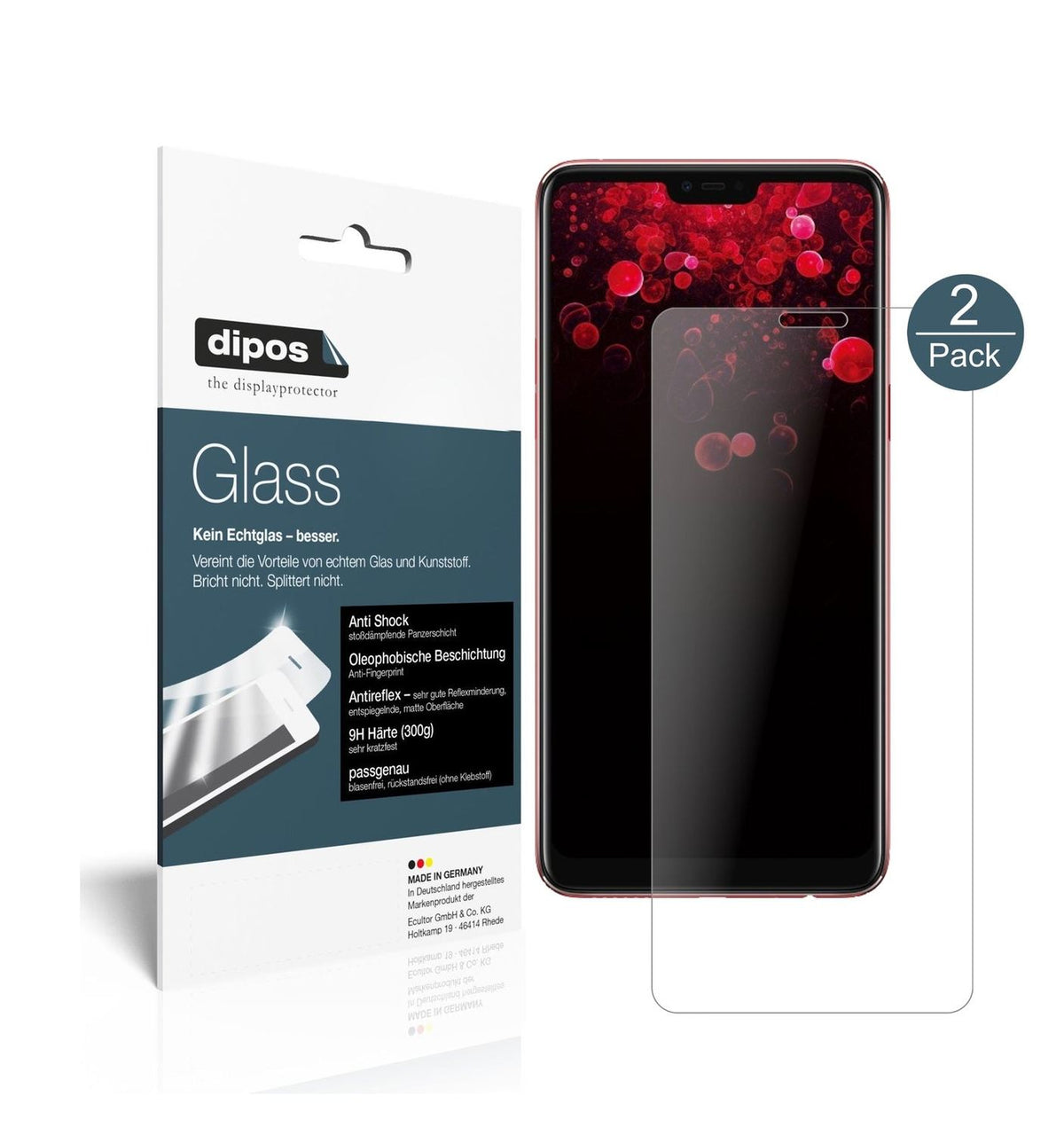 Matte Displayschutzfolie von dipos passend für Oppo F7, 9H kratzfest und blasenfrei montiert
