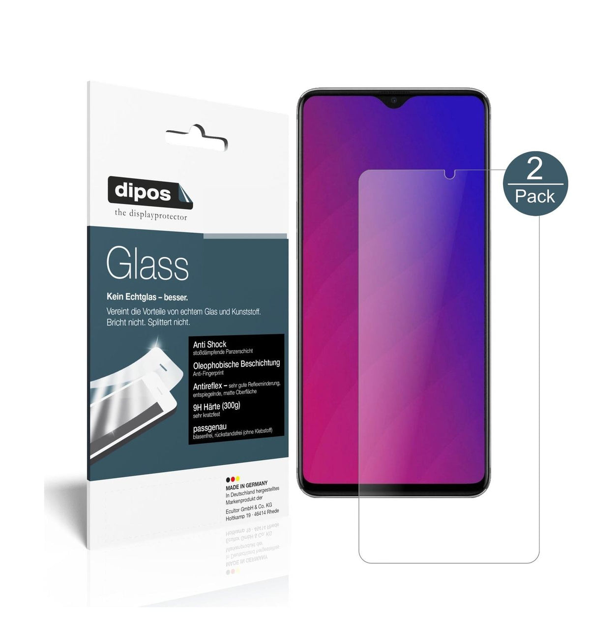 Matte Displayschutzfolie von dipos passend für Oppo F9, 9H kratzfest und blasenfrei montiert