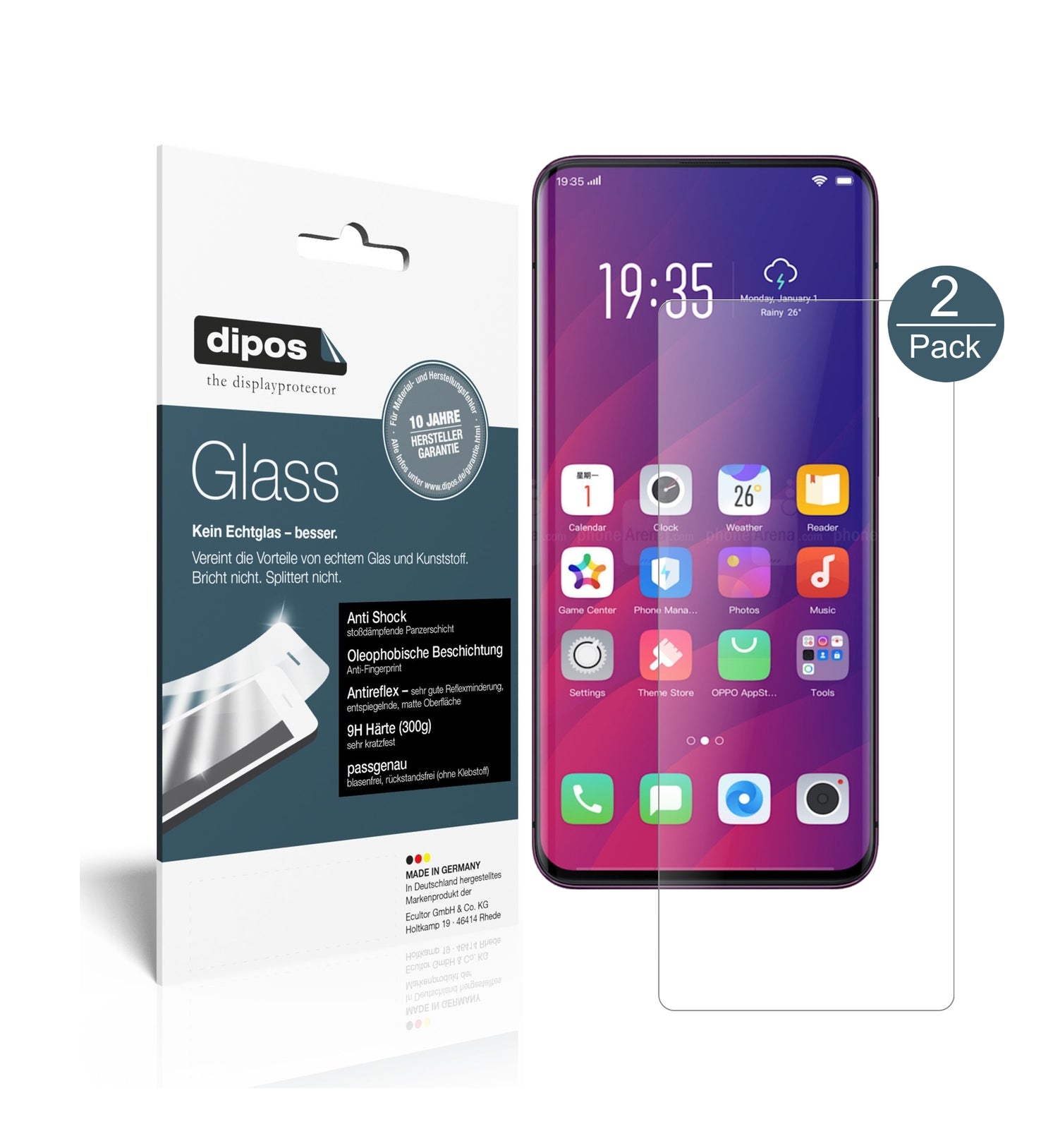 Matte Displayschutzfolie von dipos passend für Oppo Find X, 9H kratzfest und blasenfrei montiert