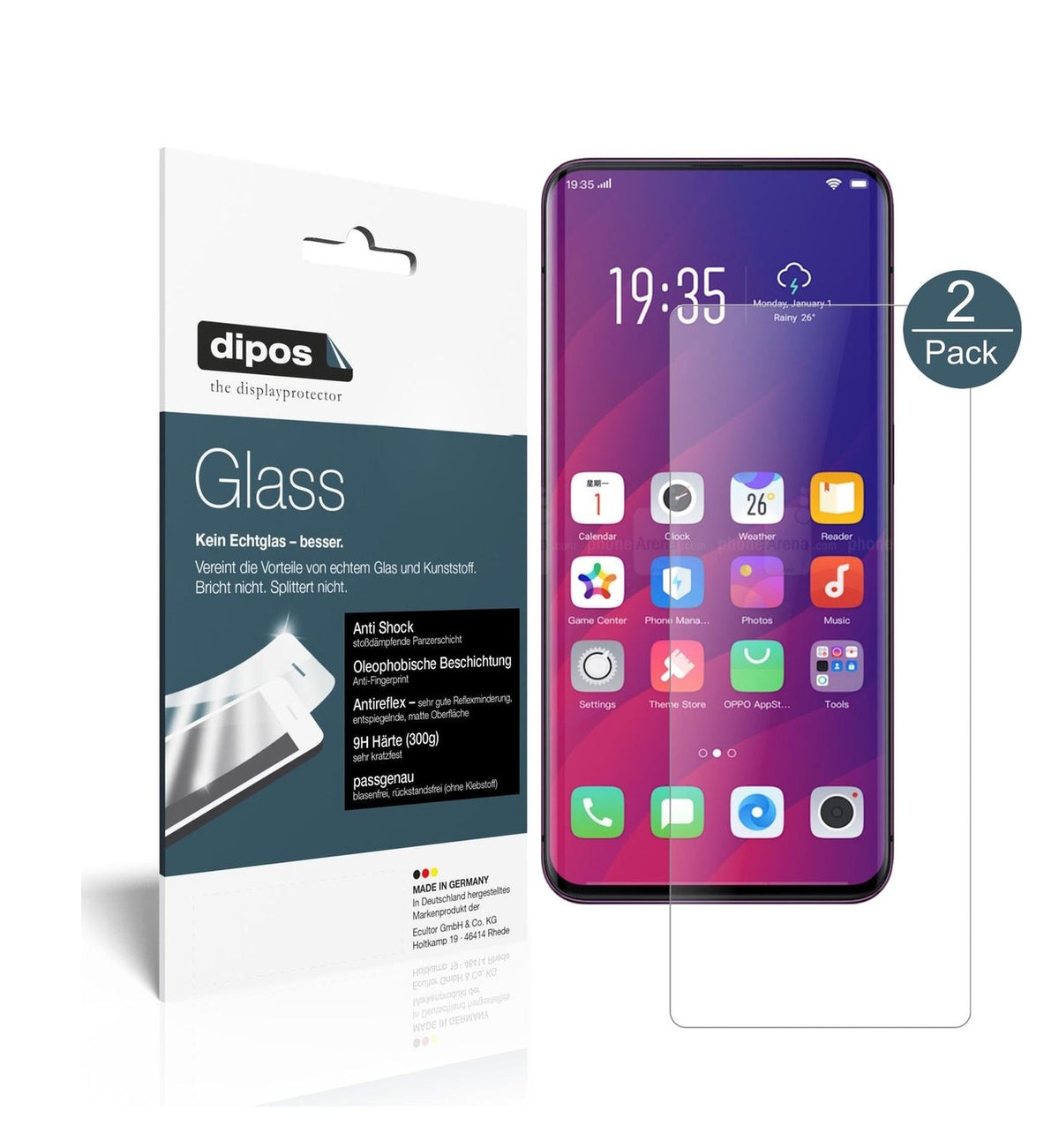 Matte Displayschutzfolie von dipos passend für Oppo Find X, 9H kratzfest und blasenfrei montiert