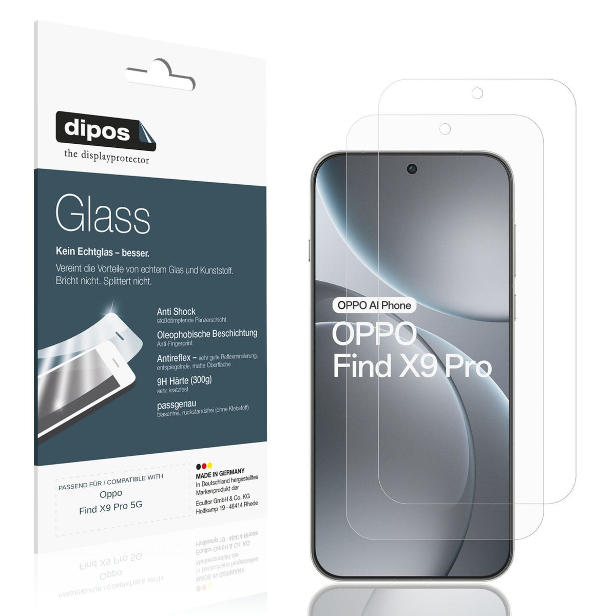 Matte Displayschutzfolie von dipos passend für Oppo Find X9 Pro 5G, 9H kratzfest und blasenfrei montiert