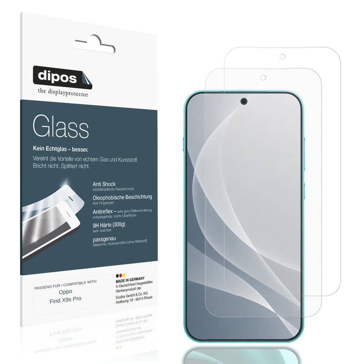 Matte Displayschutzfolie von dipos passend für Oppo Find X9s Pro, 9H kratzfest und blasenfrei montiert