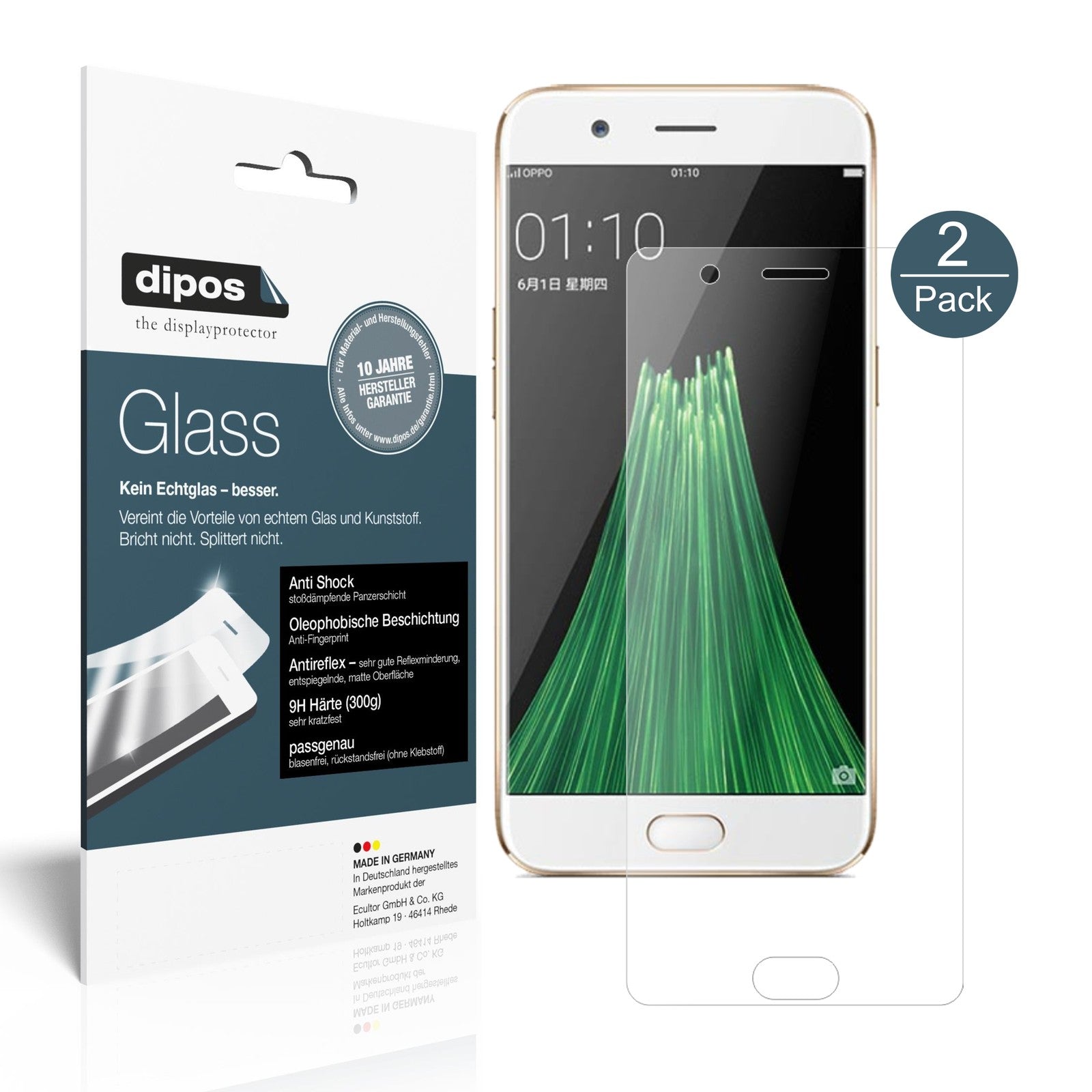 Matte Displayschutzfolie von dipos passend für Oppo R11, 9H kratzfest und blasenfrei montiert