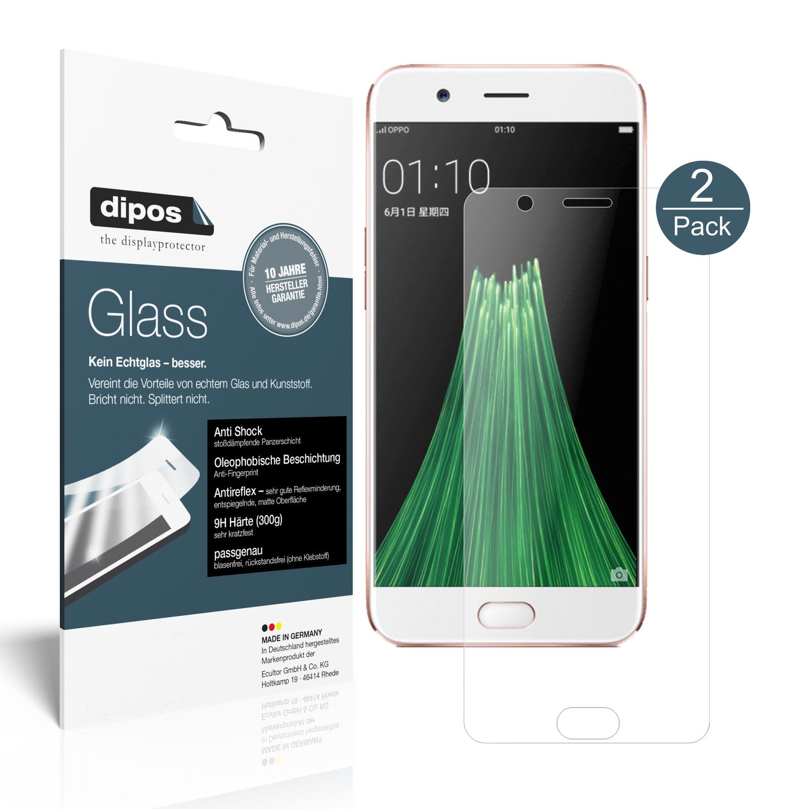 Matte Displayschutzfolie von dipos passend für Oppo R11 Plus, 9H kratzfest und blasenfrei montiert