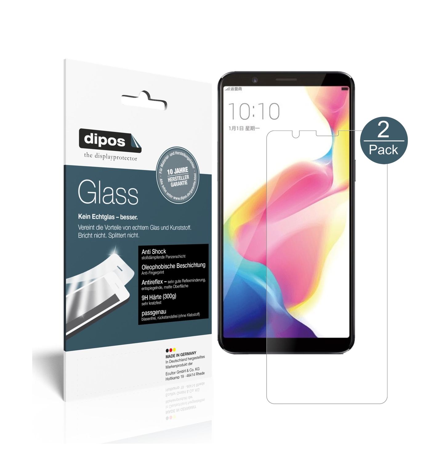 Matte Displayschutzfolie von dipos passend für Oppo R11s, 9H kratzfest und blasenfrei montiert