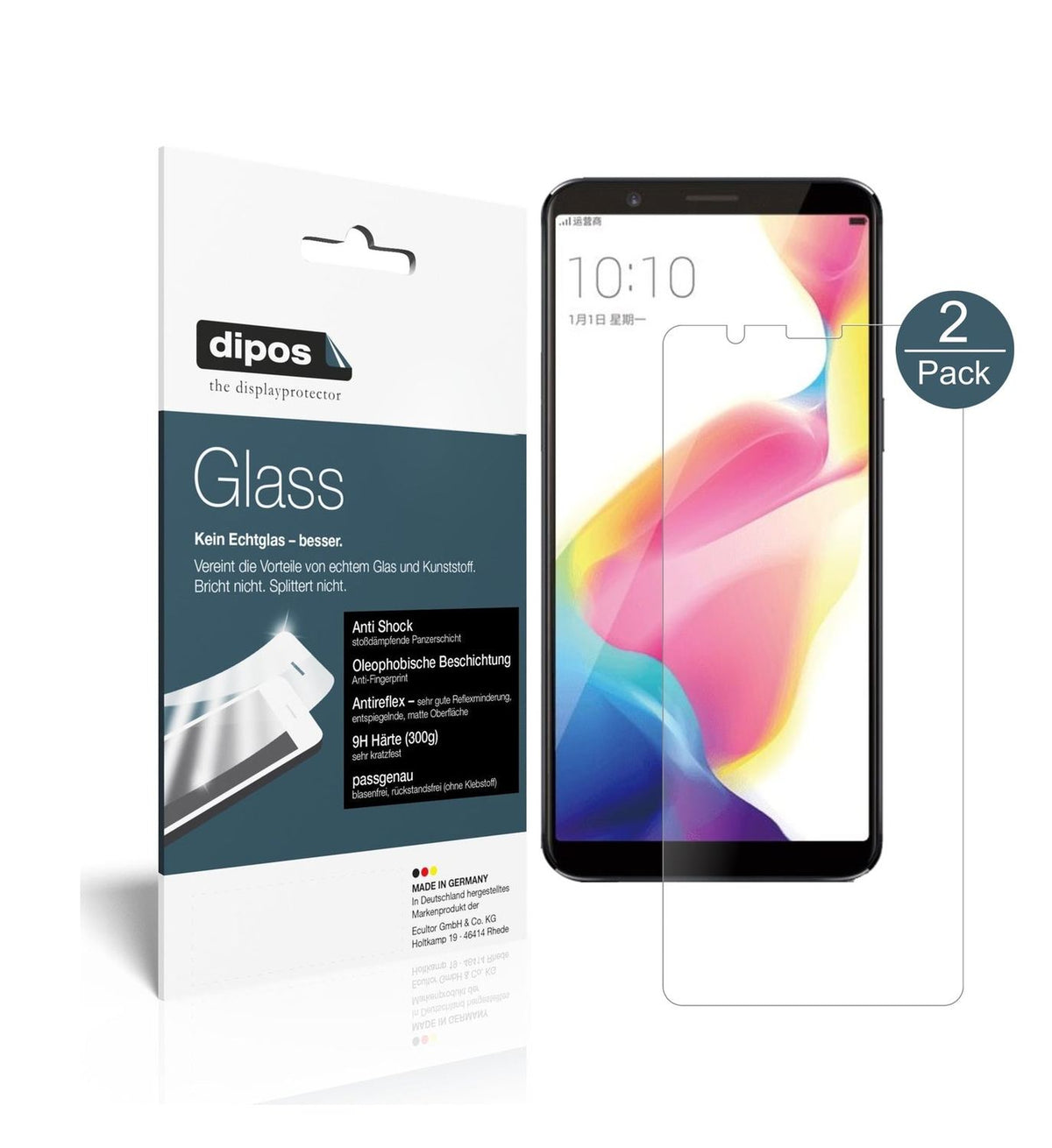 Matte Displayschutzfolie von dipos passend für Oppo R11s, 9H kratzfest und blasenfrei montiert