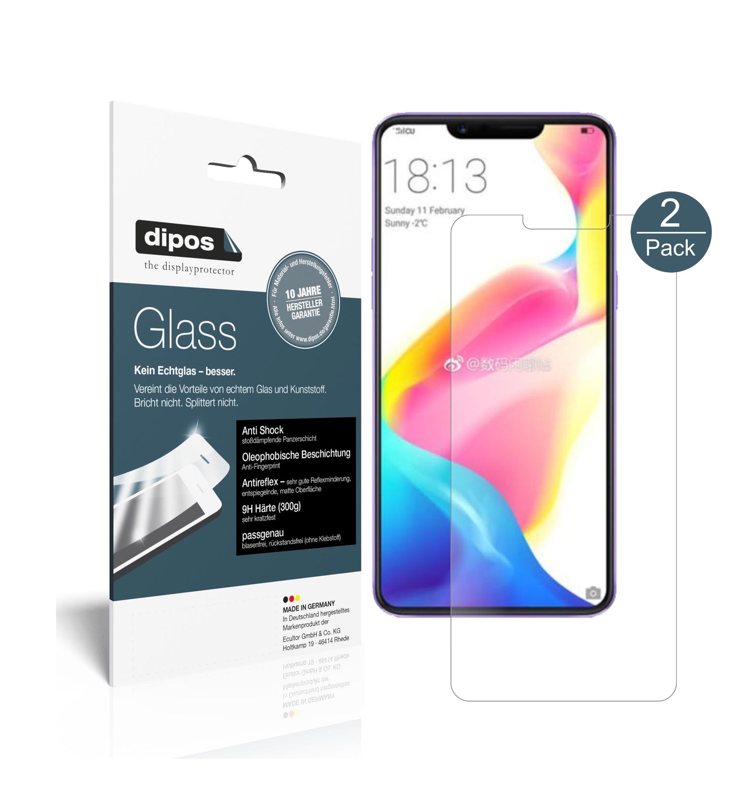 Matte Displayschutzfolie von dipos passend für Oppo R15, 9H kratzfest und blasenfrei montiert