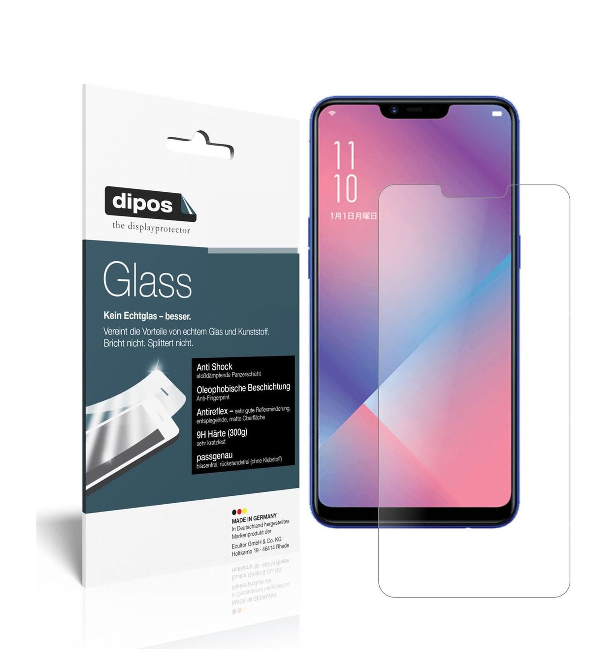 Matte Displayschutzfolie von dipos passend für Oppo R15 Neo, 9H kratzfest und blasenfrei montiert