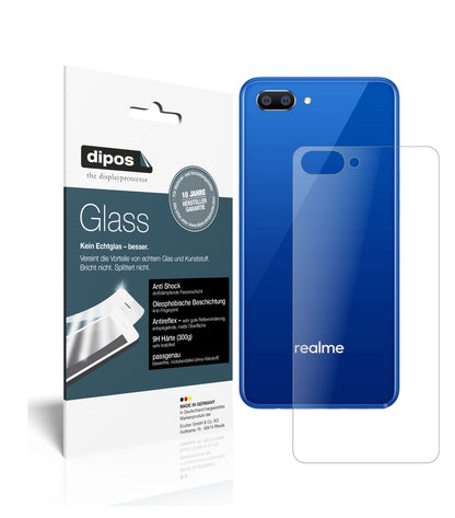 Matte Displayschutzfolie von dipos passend für Oppo Realme C1 Rückseite, 9H kratzfest und blasenfrei montiert