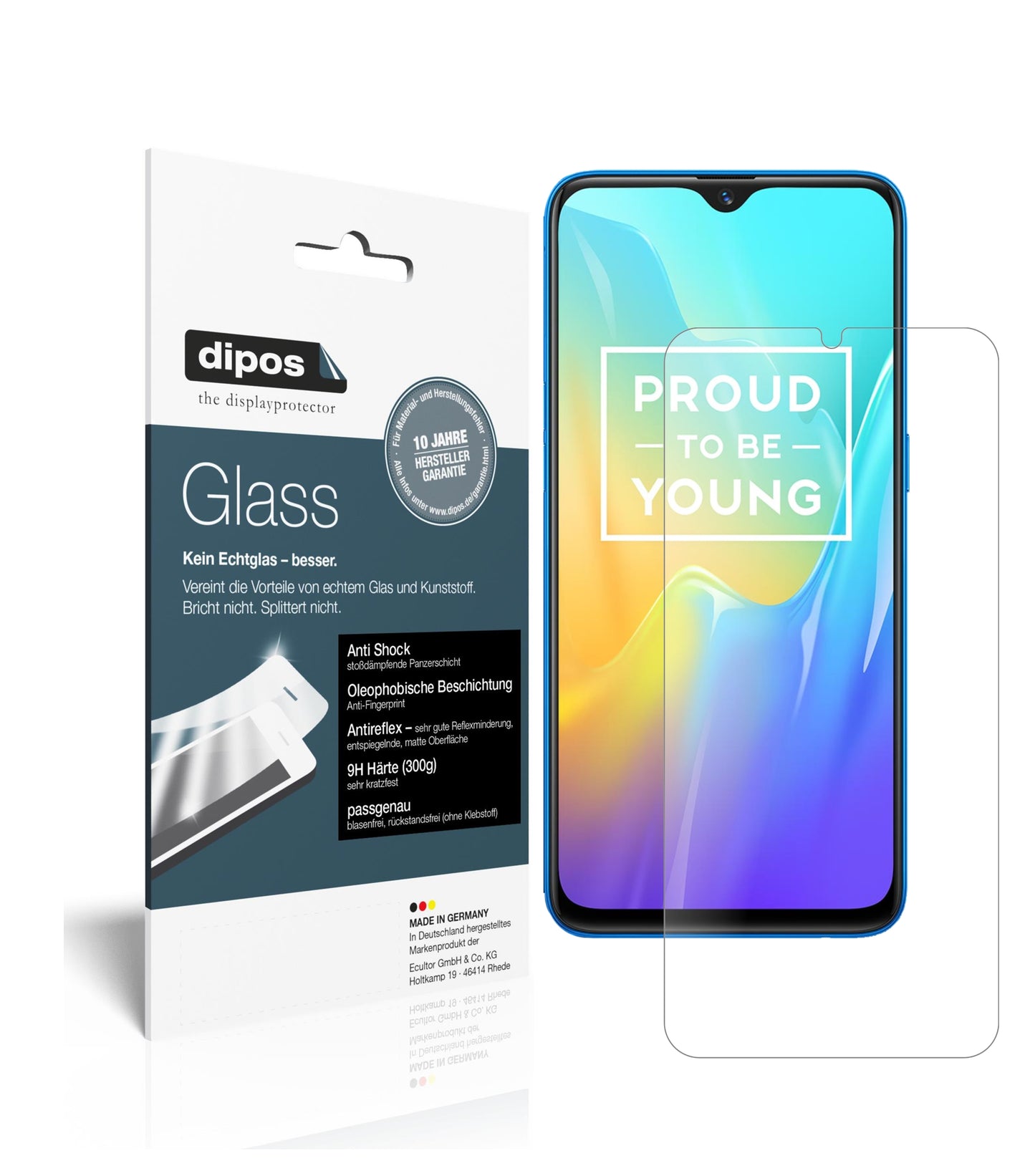 Matte Displayschutzfolie von dipos passend für Oppo Realme U1, 9H kratzfest und blasenfrei montiert