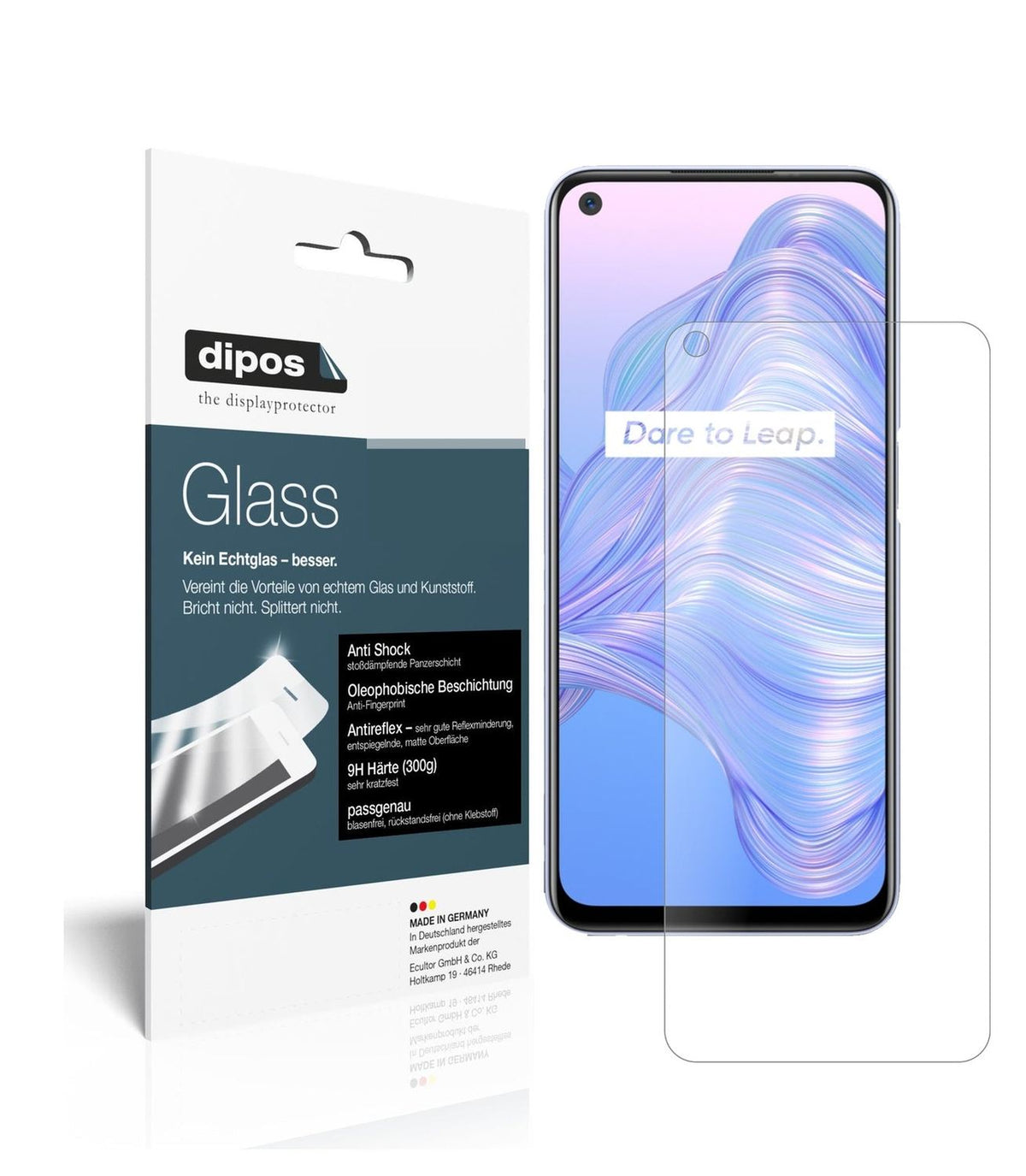 Matte Displayschutzfolie von dipos passend für Oppo Realme V5 5G, 9H kratzfest und blasenfrei montiert