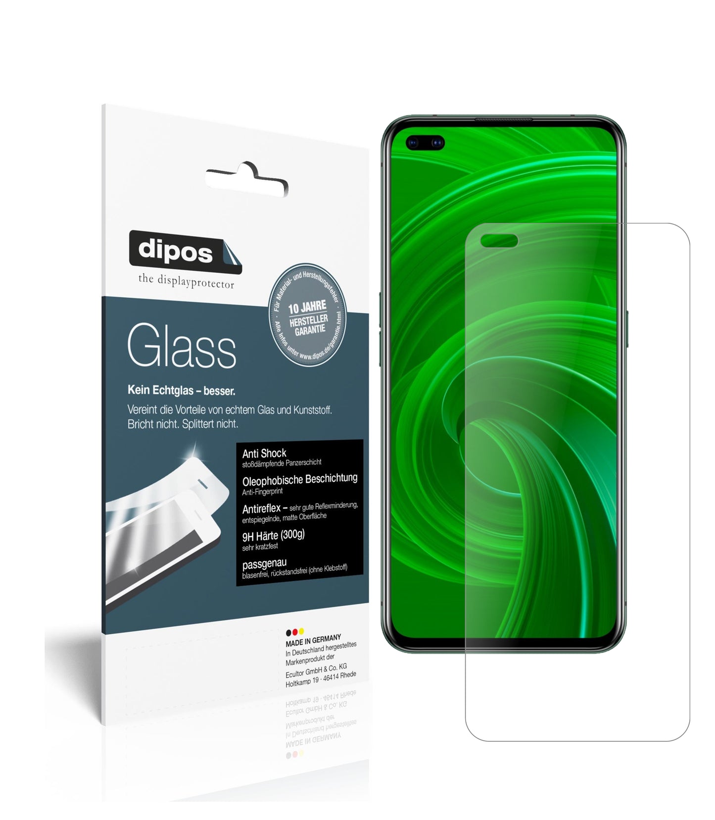 Matte Displayschutzfolie von dipos passend für Oppo Realme X50t 5G, 9H kratzfest und blasenfrei montiert