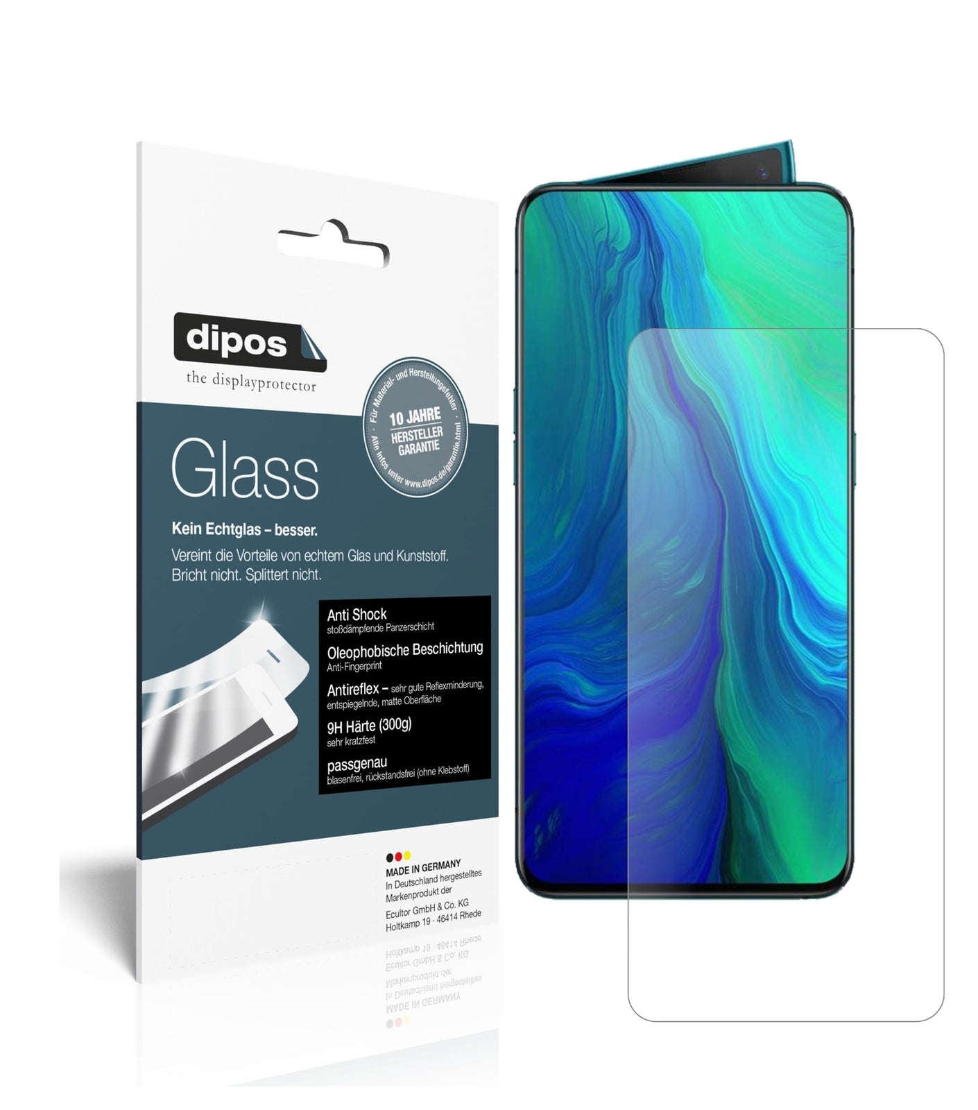 Matte Displayschutzfolie von dipos passend für Oppo Reno 10X Zoom, 9H kratzfest und blasenfrei montiert