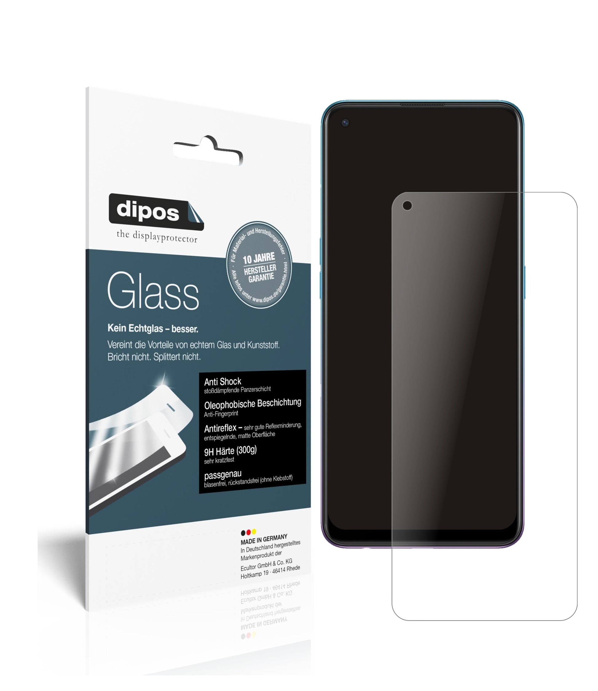 Matte Displayschutzfolie von dipos passend für Oppo Reno5 F, 9H kratzfest und blasenfrei montiert