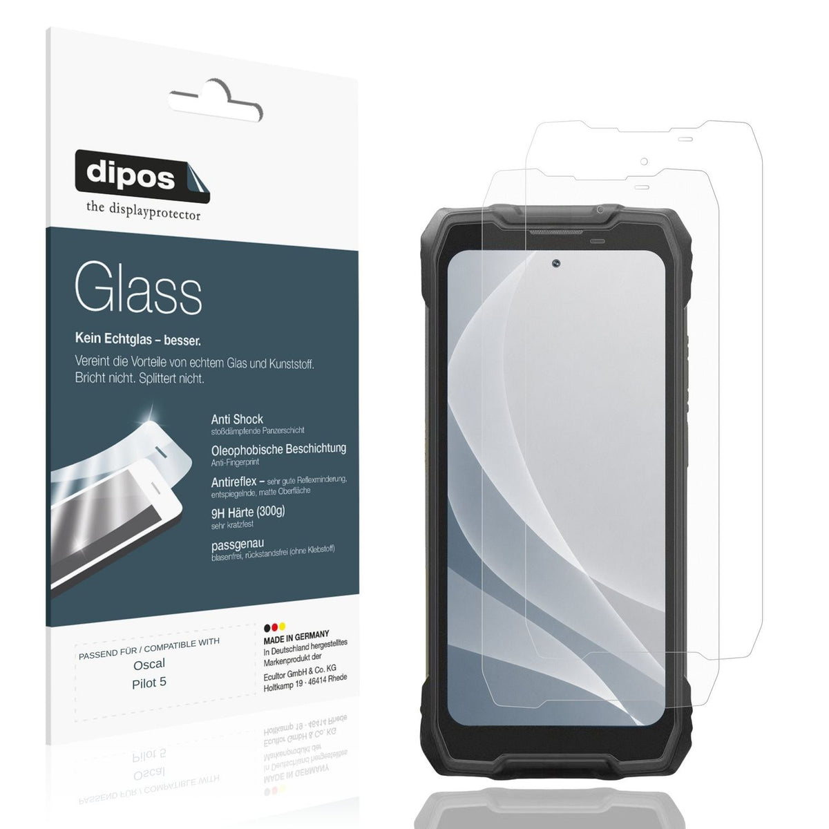 Matte Displayschutzfolie von dipos passend f�r Oscal Pilot 5, 9H kratzfest und blasenfrei montiert