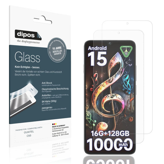 Matte Displayschutzfolie von dipos passend für OUKITEL C60, 9H kratzfest und blasenfrei montiert