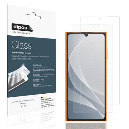 Matte Displayschutzfolie von dipos passend für Oukitel C62 GT, 9H kratzfest und blasenfrei montiert