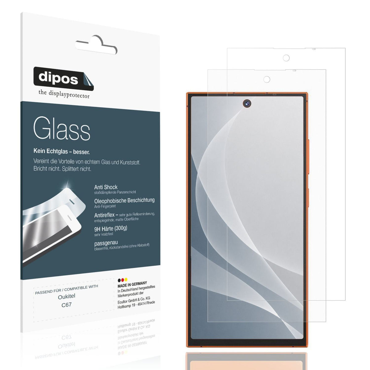 Matte Displayschutzfolie von dipos passend für Oukitel C67, 9H kratzfest und blasenfrei montiert