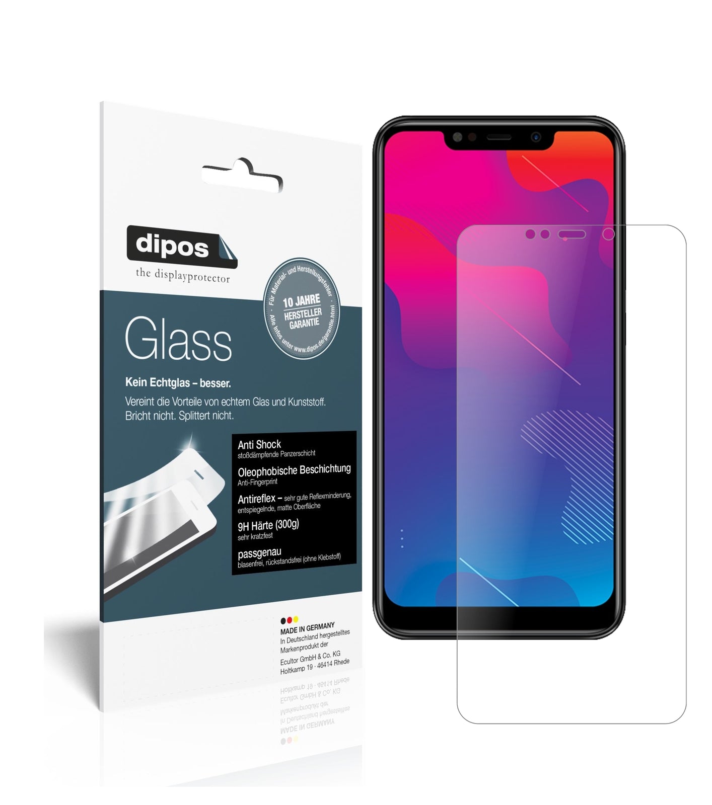 Matte Displayschutzfolie von dipos passend für Panasonic Eluga Z1, 9H kratzfest und blasenfrei montiert
