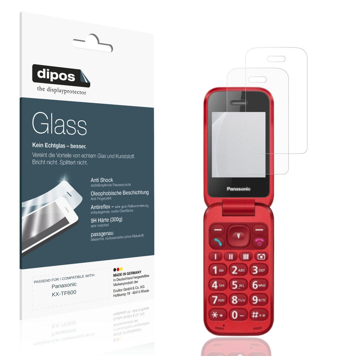 Matte Displayschutzfolie von dipos passend für Panasonic KX-TF600, 9H kratzfest und blasenfrei montiert